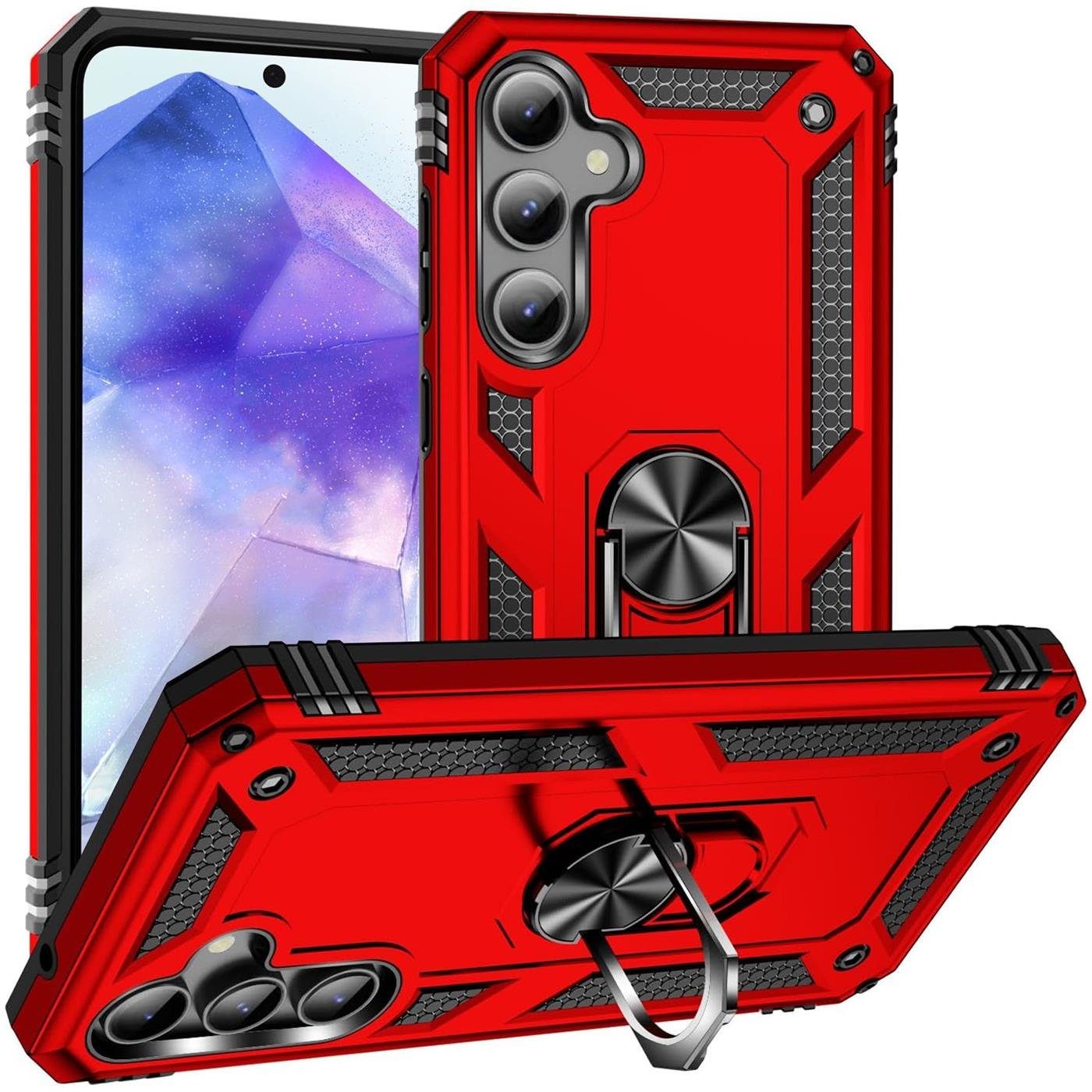 CoolGadget Handyhülle Armor Shield Case für Samsung Galaxy A55 5G 6,6 Zoll, Outdoor Cover mit Magnet Ringhalterung Handy Hülle für Samsung A55 5G