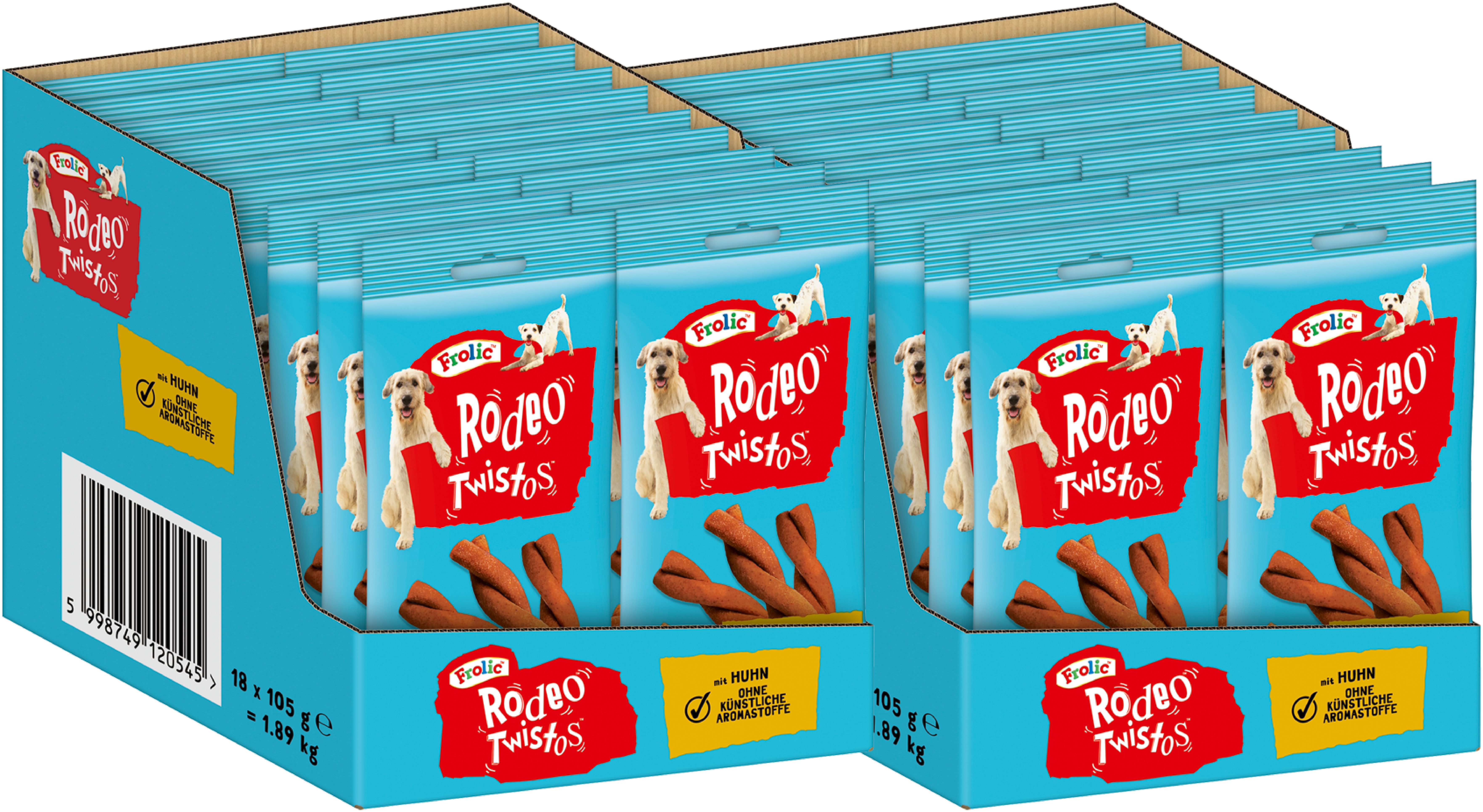 Frolic FROLIC™ RODEO™ TWISTOS™ Beutel Huhn 2 x 18 x 6 Stück, Snack für: Hunde