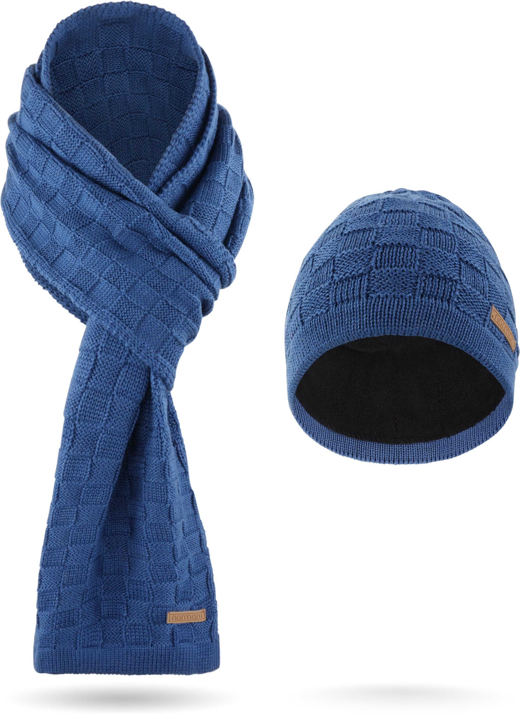 normani Strickmütze Winterset aus Merinowolle Schal und Mütze Muster günstig online kaufen