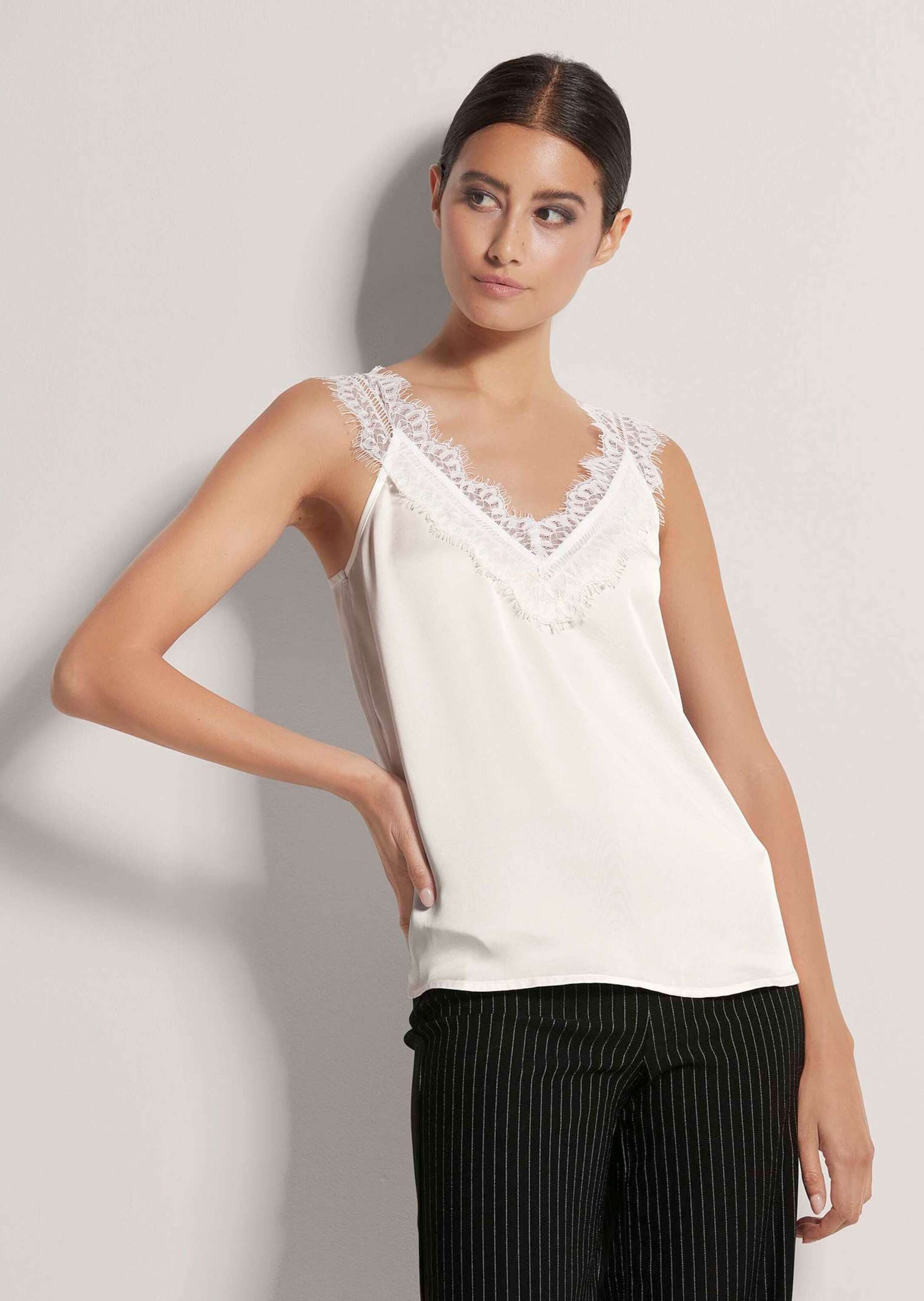 MADELEINE Shirttop Satin-Top mit Spitze