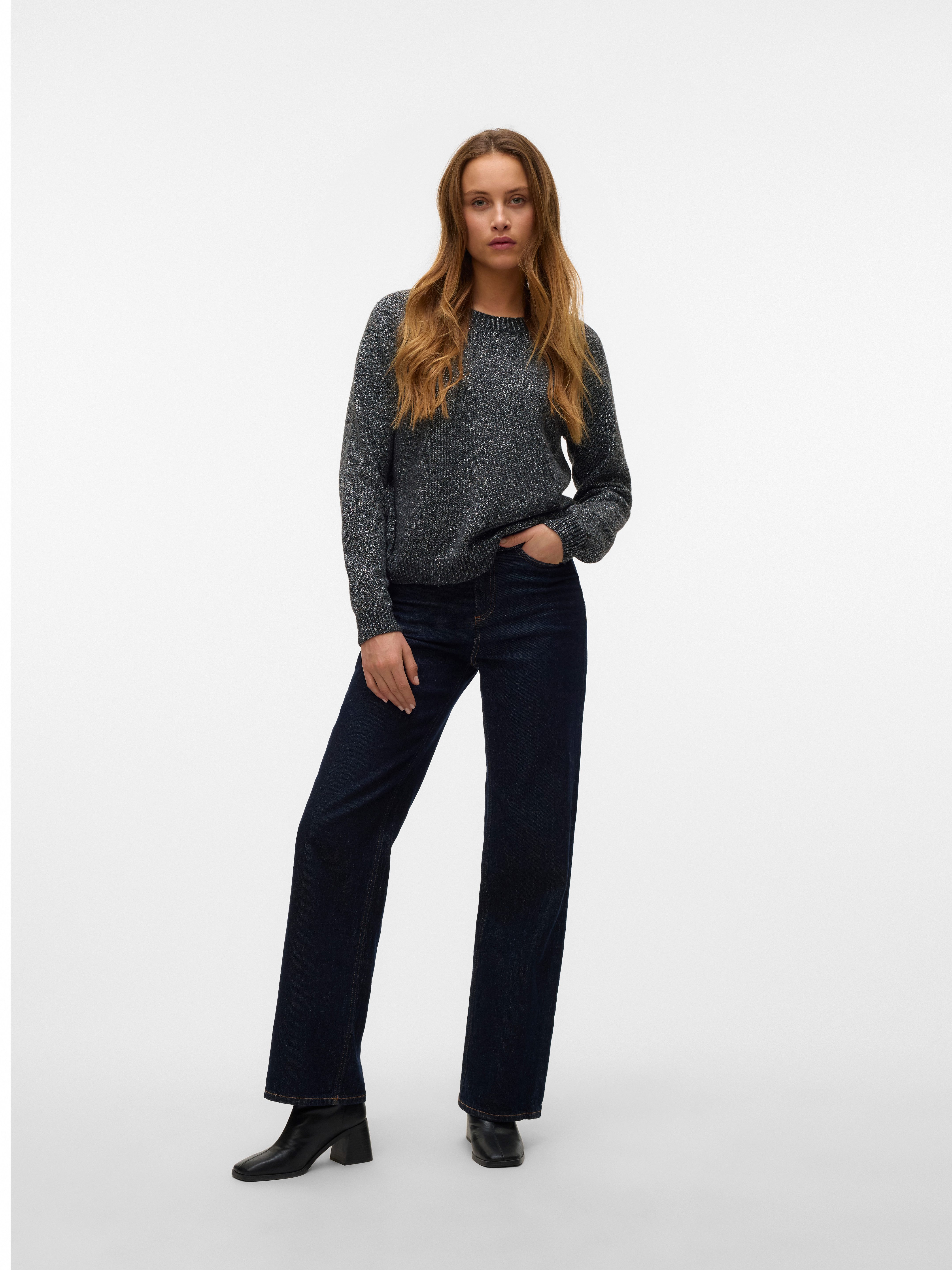 Vero Moda Rundhalspullover VMDOFFYSHINE LS O-NECK BLOUSE REP NOOS