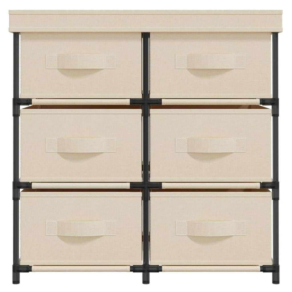 furnicato Container Lagerschrank Creme 55 x 29 x 55 cm mit 6 Schubladen (1-St) Stabiles Aufbewahrungsregal mit Stoffschubladen für Ihr Zuhause