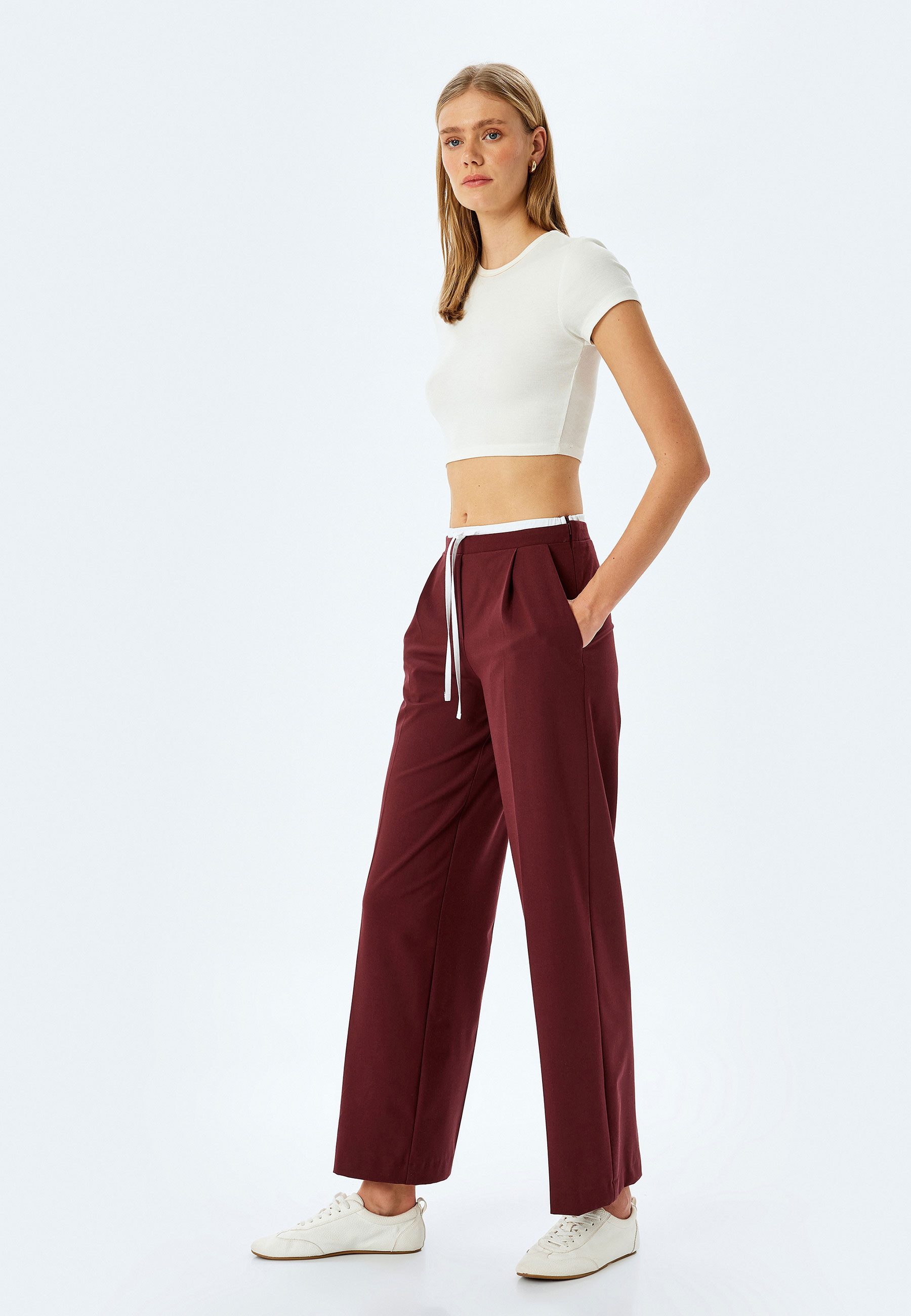Koton Palazzohose Normale Leibhöhe Wide Leg Palazzohose