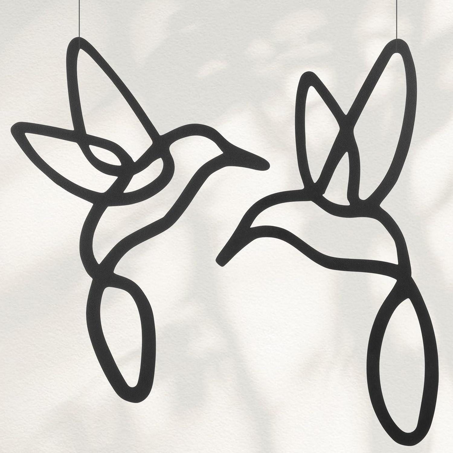 LuxusKollektion Fensterdekoration Lineart Vögel-Set Metall Hängend Deko 2tlg