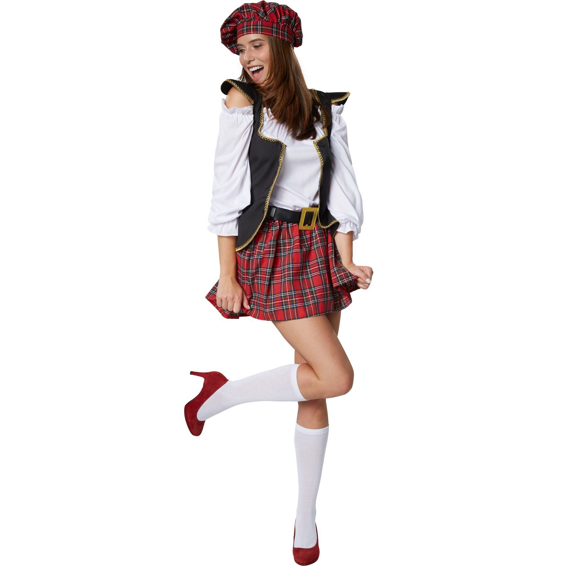 dressforfun Kostüm Frauenkostüm Schotten-Girl, Sexy Schottin im kurzem Webkaro-Rock