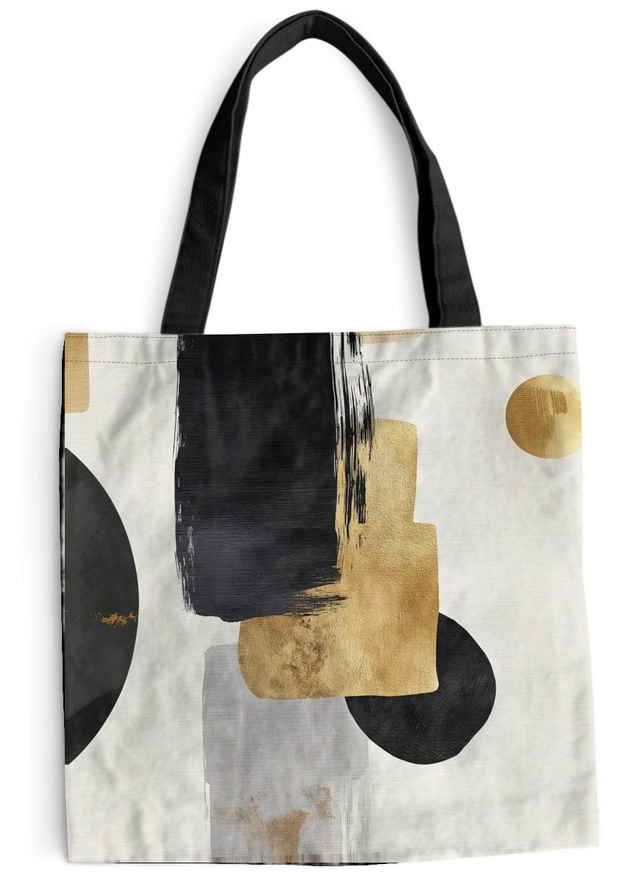 MuchoWow Shopper Gold - Rechtecke - Kreise - Abstrakt, Handtasche, Damen und Herren, Schultertasche, Umhängetasche, Tote Bag