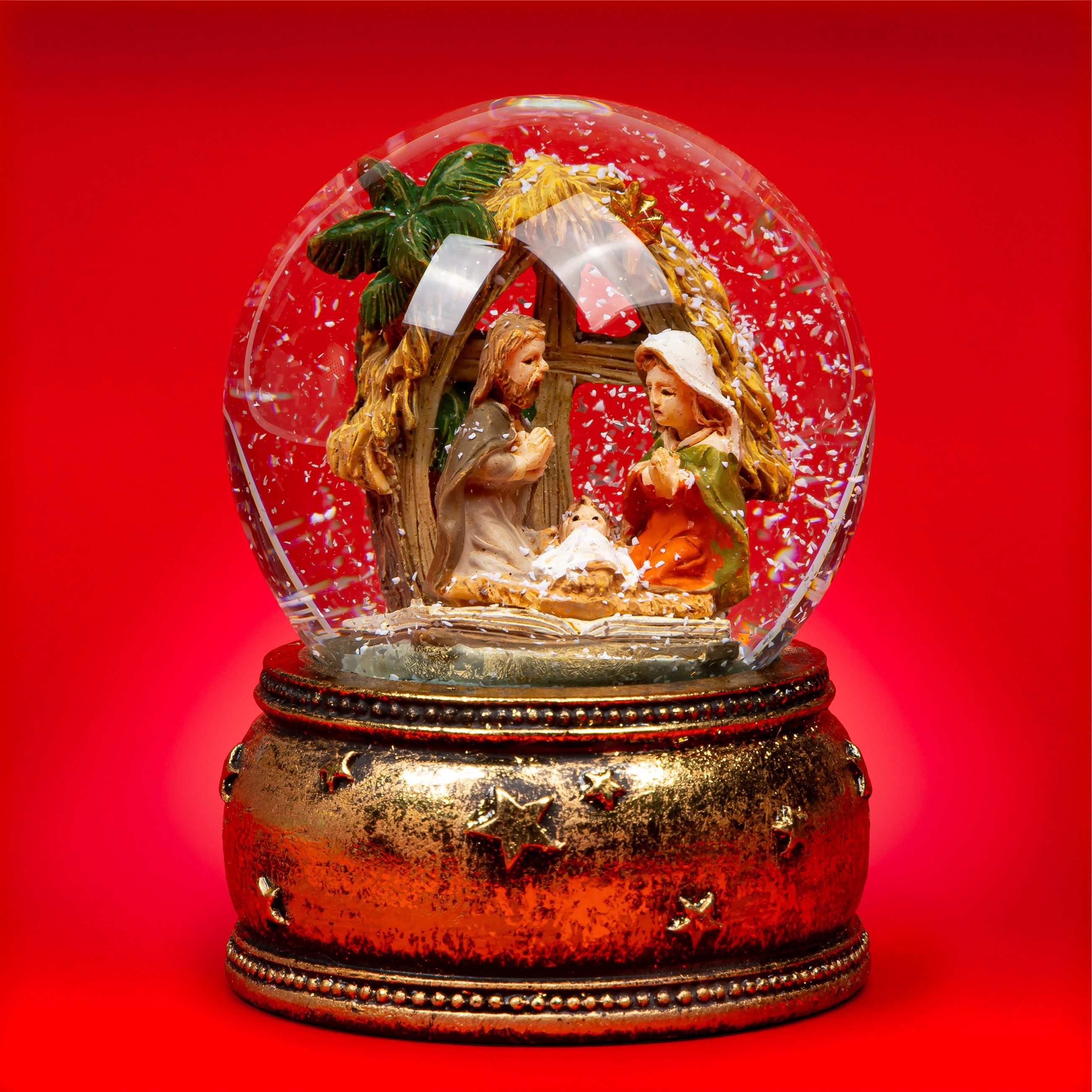 SIKORA Schneekugel SK31 Mittelgroße Glas Winter Deko Kugel Heilige Familie D:6,5cm, Besondere Winterdeko – das perfekte Geschenk für Familie & Freunde
