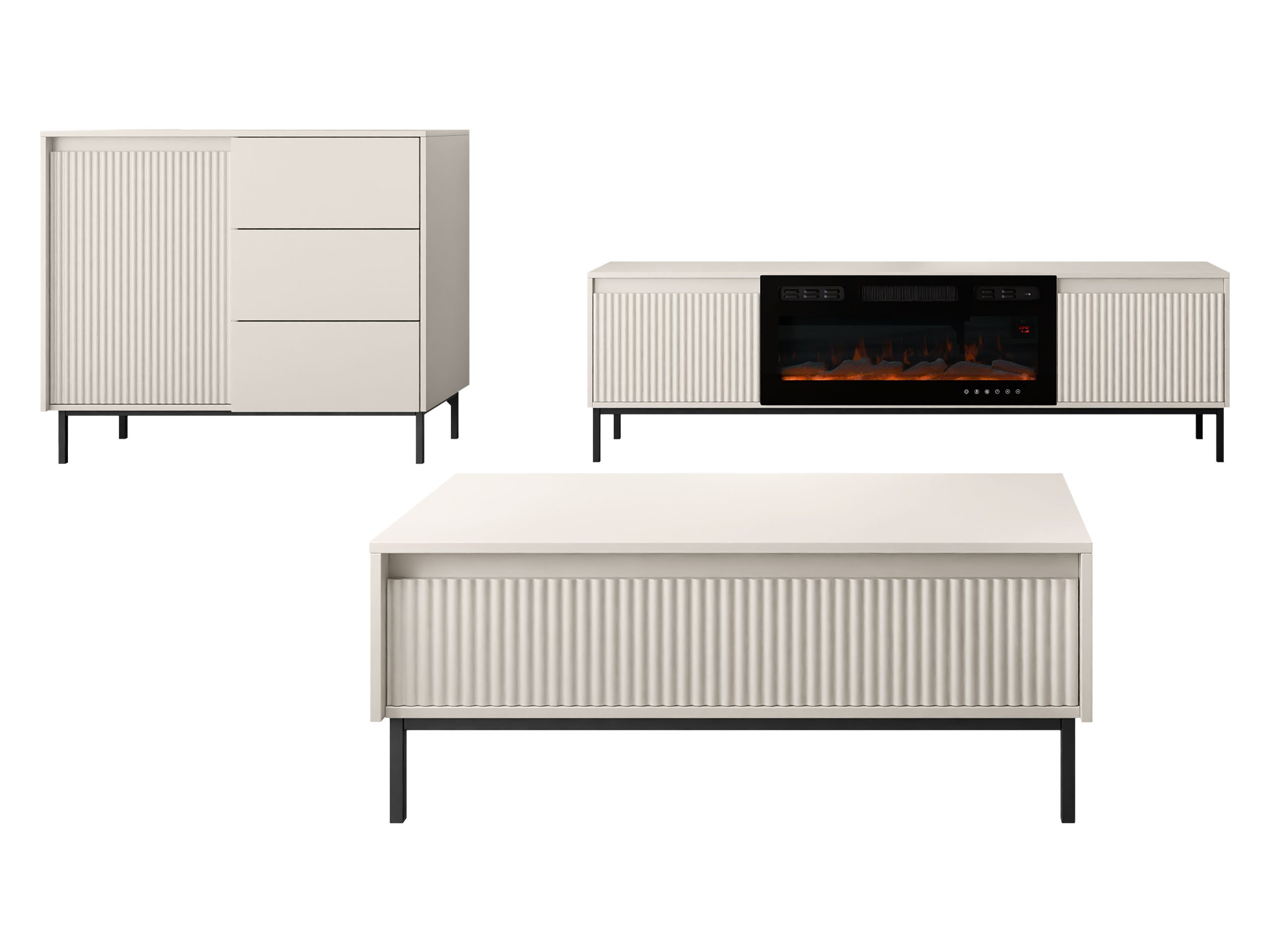 MIRJAN24 Wohnzimmer-Set Ozmi IV, (Kommode, TV-Lowboard mit Kamin, Couchtisc günstig online kaufen