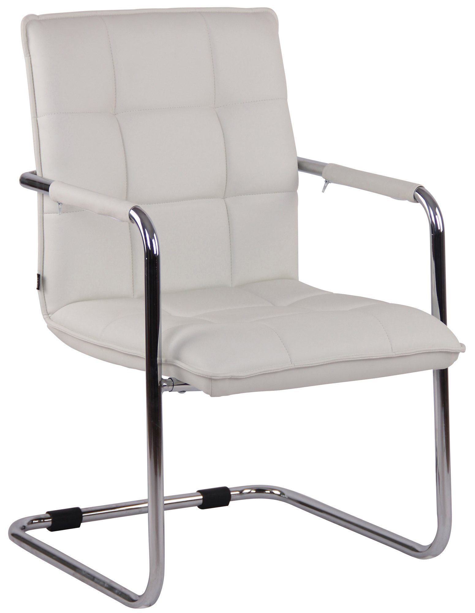 TPFLiving Besucherstuhl Gant mit hochwertig gepolsterter Sitzfläche - Konferenzstuhl (Küchenstuhl - Esszimmerstuhl - Wohnzimmerstuhl), Gestell: Metall chrom - Sitzfläche: Kunstleder weiß