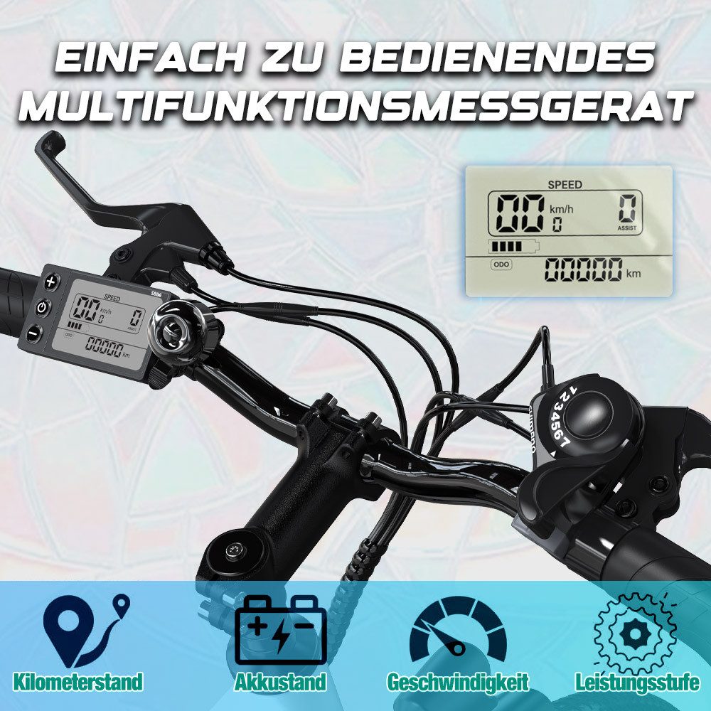 HITWAY E-Bike 26 Zoll Elektro-Mountainbike E-MTB, E-cityrad,Pedelec, 7 Gang, 250W Hochwertiger Heckmotor, 540 Wh, Shimano 7 gang Getriebe, 36V15AH AKKU, Reichweite 45-100KM