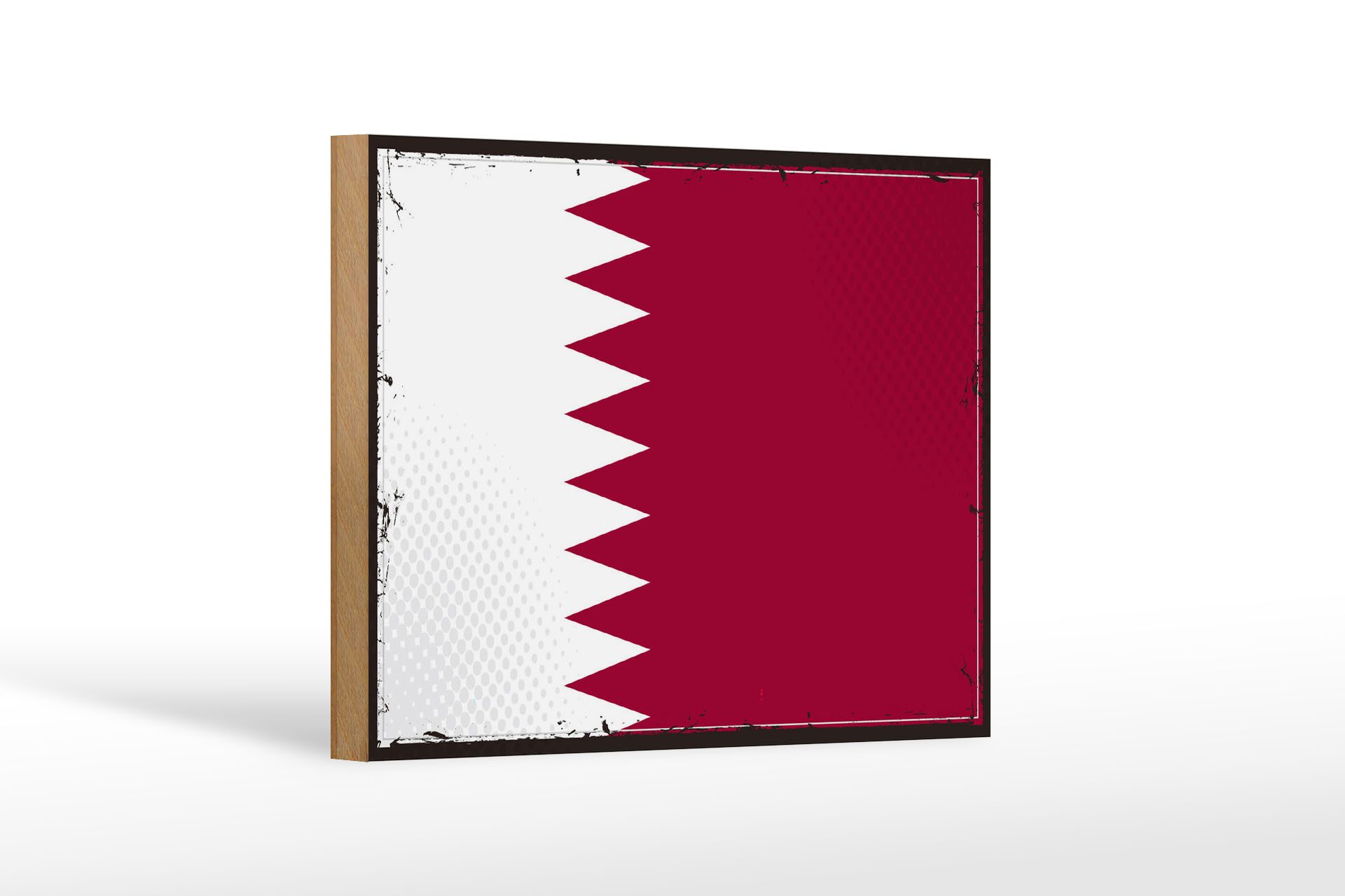 Femer GmbH Holzbild Flagge Katars 18x12 cm Retro Flag of Qatar, Flaggen (1 St), Glatte Holzfaserplatte (MDF), vorn beschichtet
