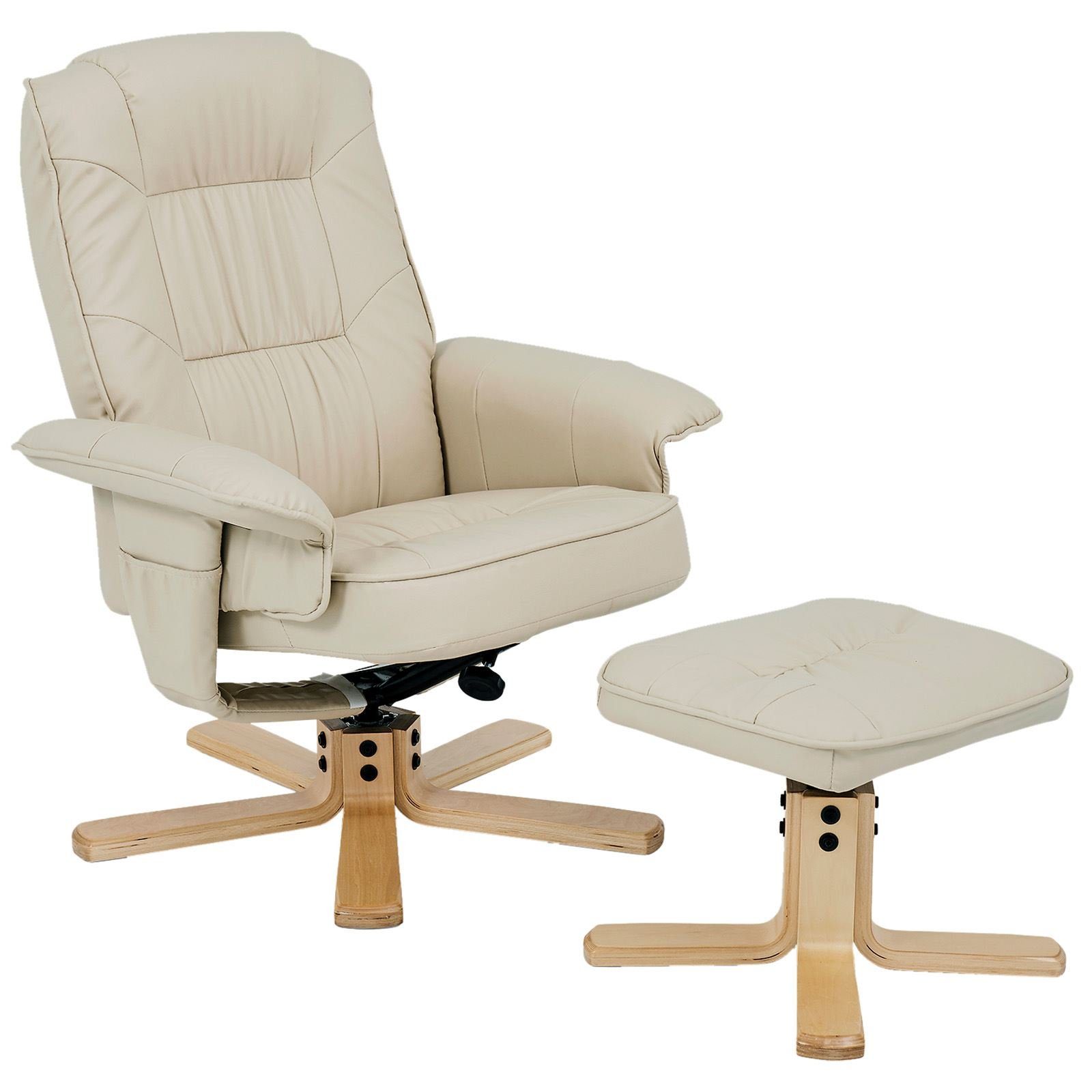 IDIMEX Relaxsessel CHARLY, Relaxsessel mit Hocker, Fernsehsessel, Drehsessel, Polstersessel in be beige