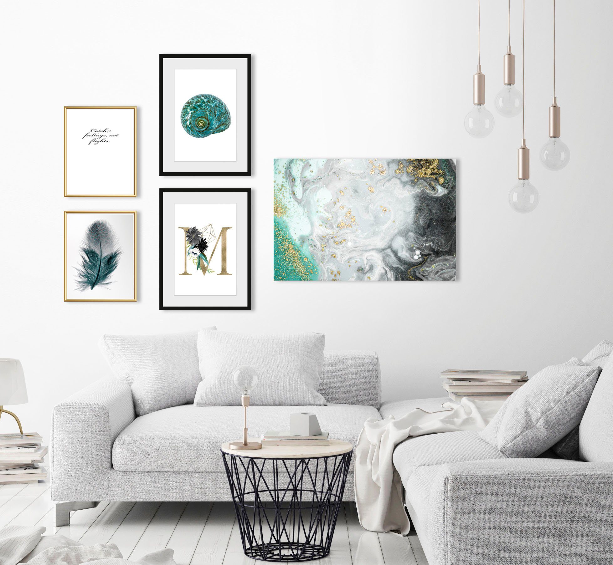 queence Bild M, Buchstaben, M, Pflanzen, Pflanzenbilder (1 St), HD Premium Poster-Druck inkl. Holzrahmen