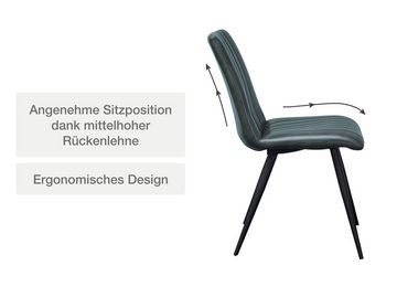 LC Home Esszimmerstuhl Brooklyn Industrial Design Lederstuhl Echtleder 4-Fuß Gestellt (Einzelstuhlset)