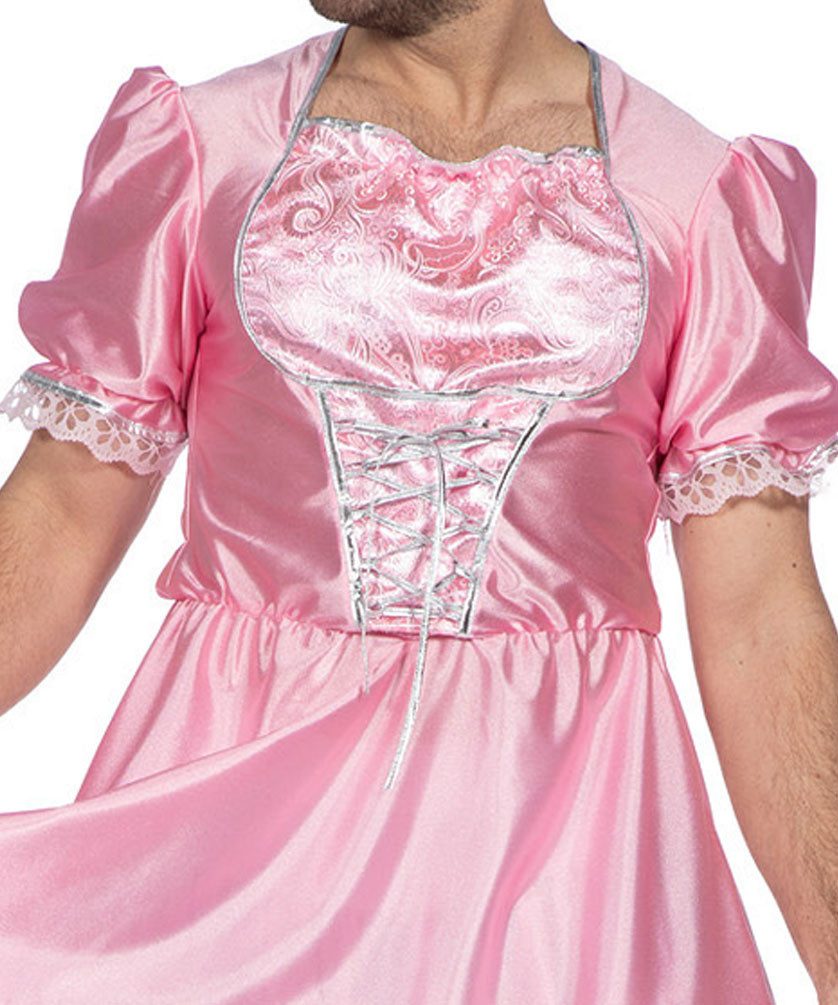 Karneval-Klamotten Prinzessin-Kostüm Herren rosa Prinzessinkleid Männerkostüm, Prinzessinkostüm kurz Herrenkostüm m. Puffärmeln witziges Party Outfit