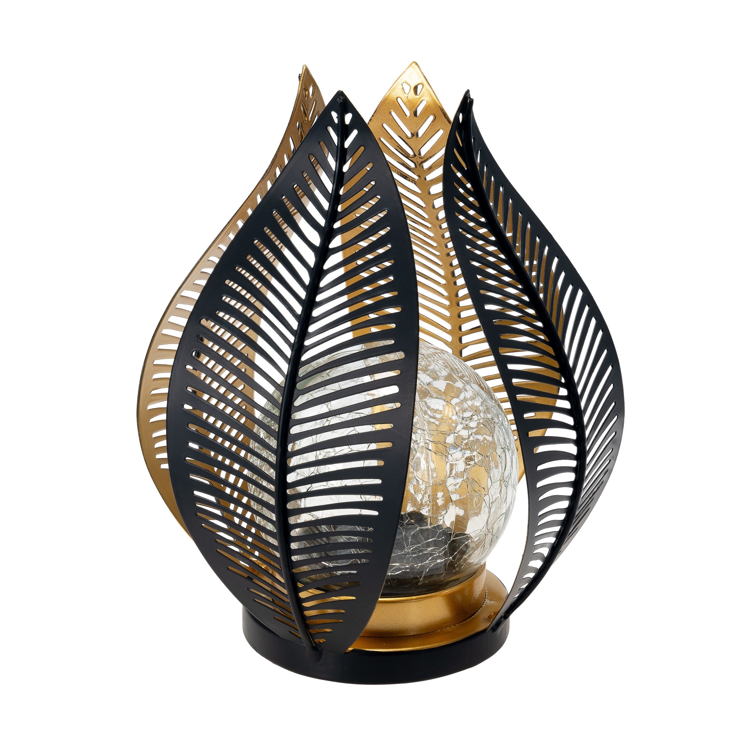 IC Gardenworld LED Solarleuchte LED Solar Blüte mit Bruchglaskugel und Blütenblätter aus Metall, LED fest integriert, warm-weiß, moderne Deko-Solarleuchte für Garten, Terrasse, Balkon