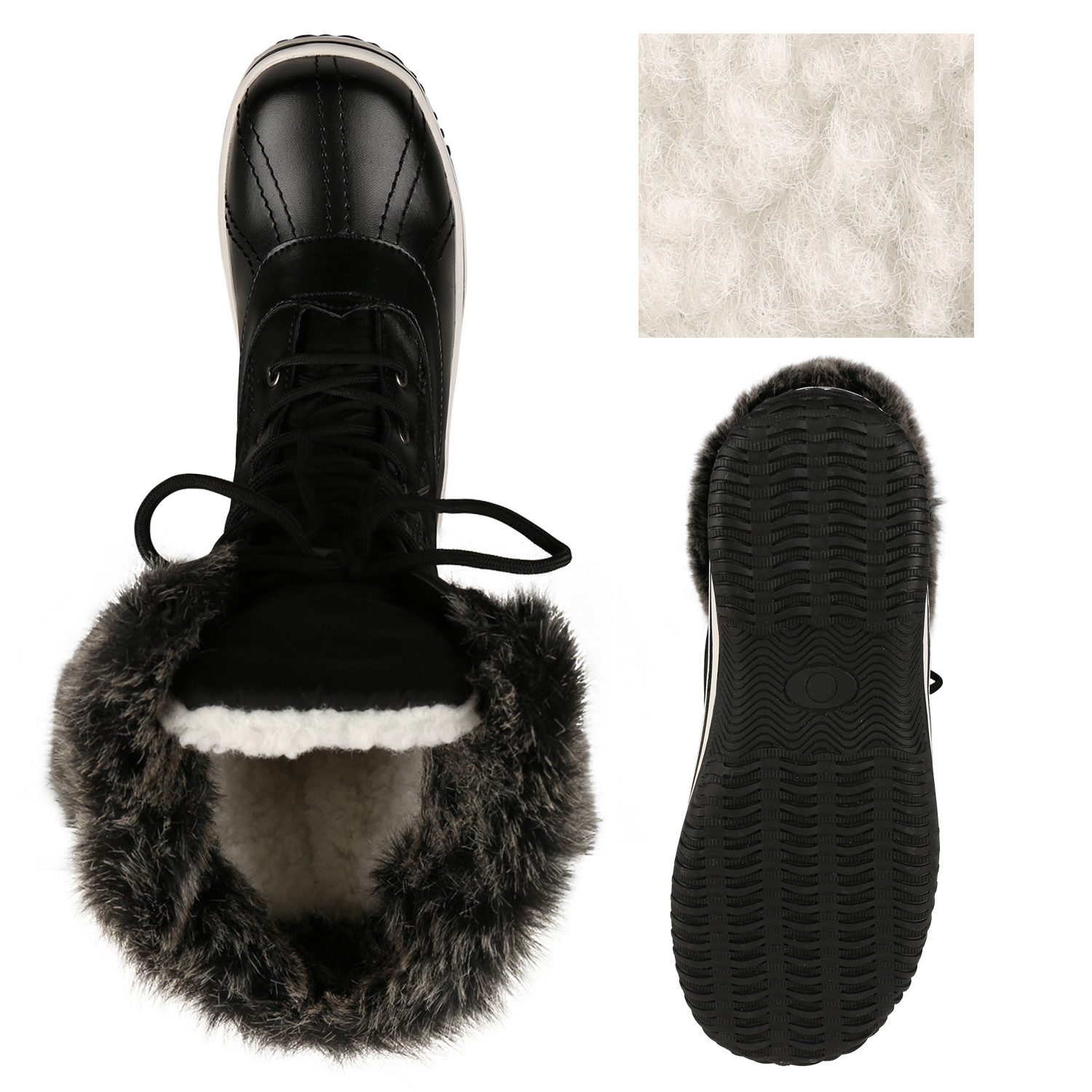 VAN HILL 838030 Winterstiefel Warm Gefütterte Damen Stiefeletten Winterboots Stiefel