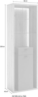 MCA furniture Vitrine Lizzano Wohnzimmerschrank mit 3-D Rückwand, wahlweise mit Beleuchtung