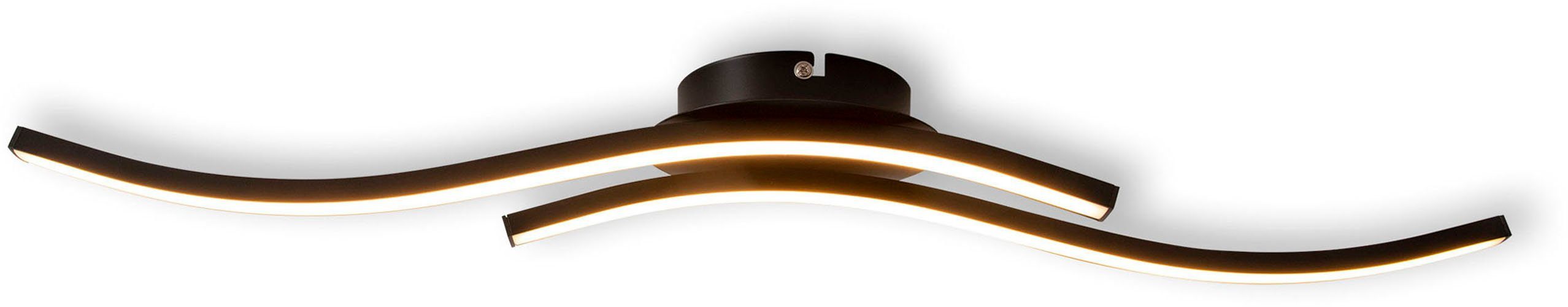 Deckenlampe, fest 65cm, Onda, schwarz-matt, Warmweiß, warmweiß, Wandleuchte integriert, LED L: näve 12W, LED IP20 Deckenleuchte