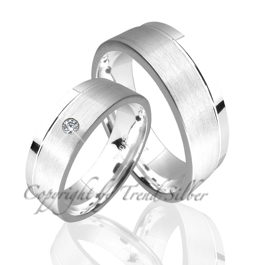 Trauringe123 Trauring Verlobungsringe Eheringe Trauringe mit 925er Partnerringe Hochzeitsringe aus J56 Silber Stein