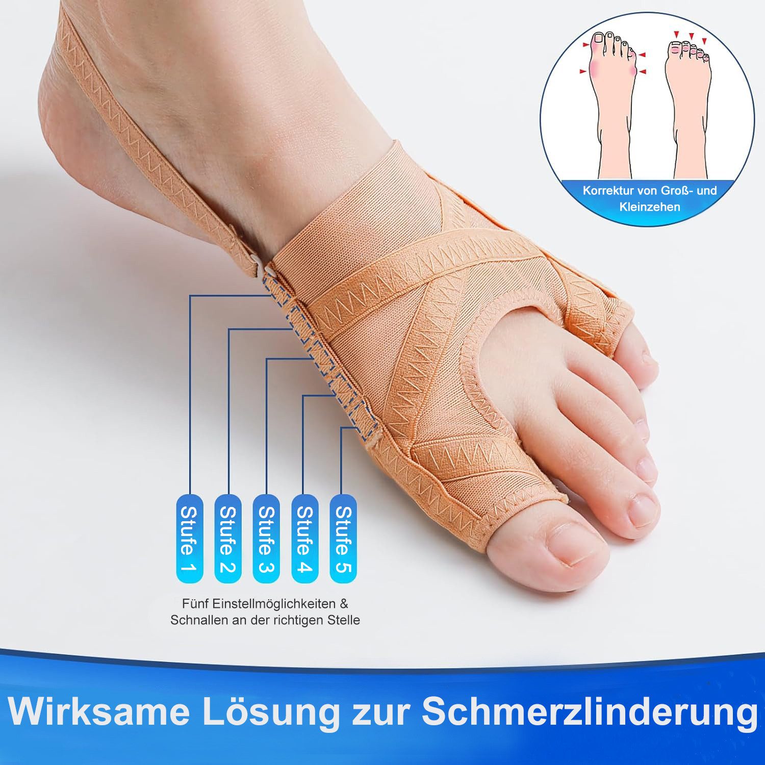COOL-i ® Hallux-Bandage 1 Paar Hallux Valgus Korrektor, Großzehe Schwanznase Schmerzlinderung, für Damen & Herren