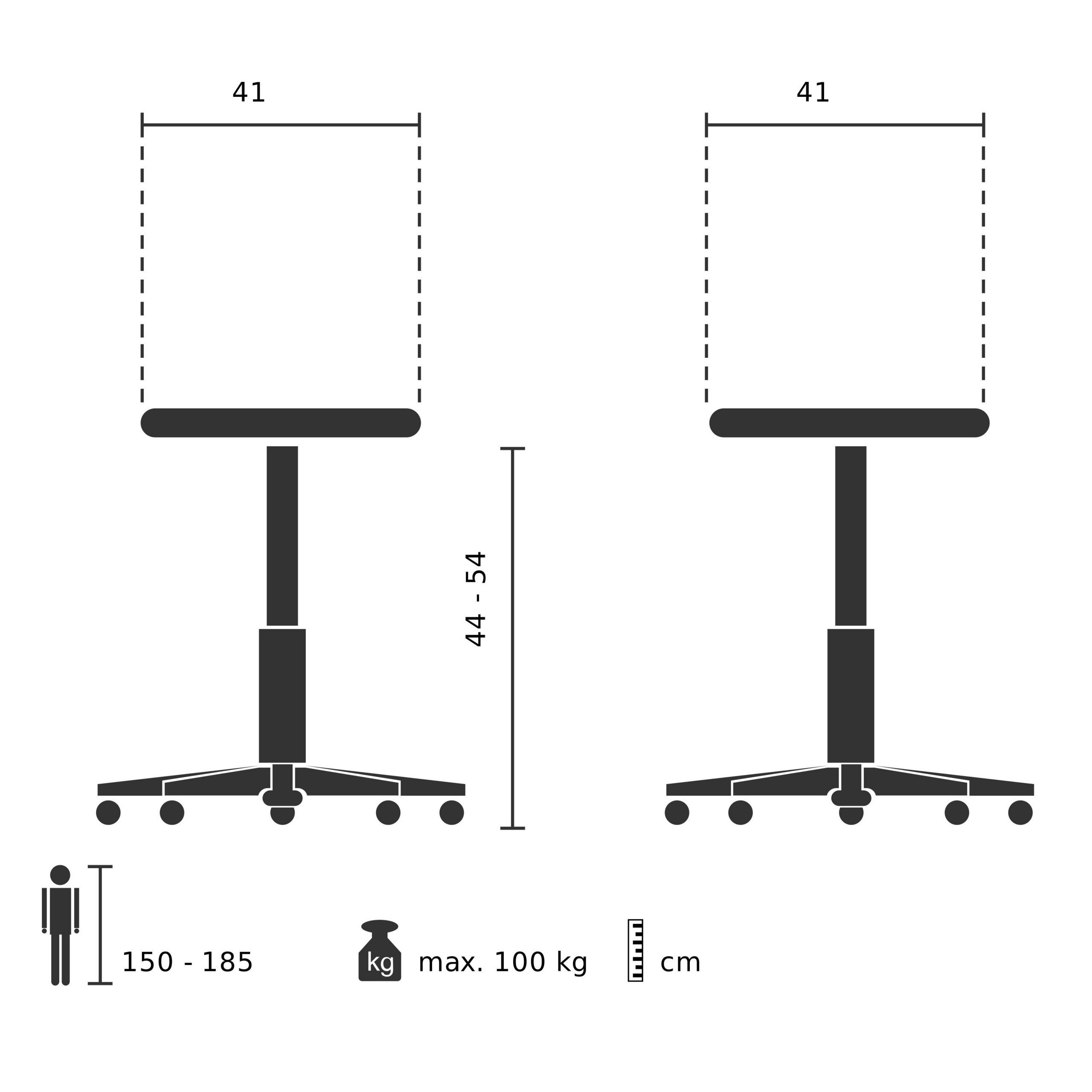 TOPSTAR Stehhilfe SITNESS 20 Arbeitshocker Stoff Höhe 44.0 - 54.0 cm, Fitness-Hocker höhenverstellbar, bewegliche Sitzfläche