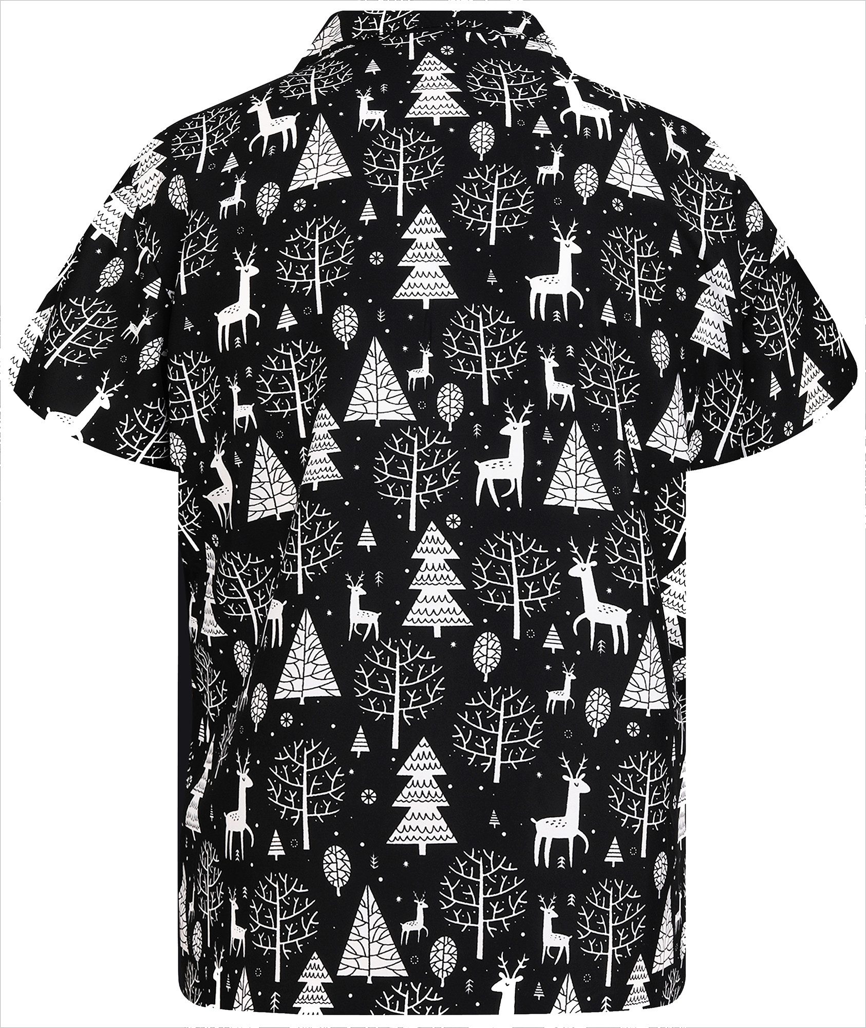 King Kameha Hawaiihemd Christmas Reindeer Allover Funky Hawaii-Hemd Kurzarm Front-Tasche