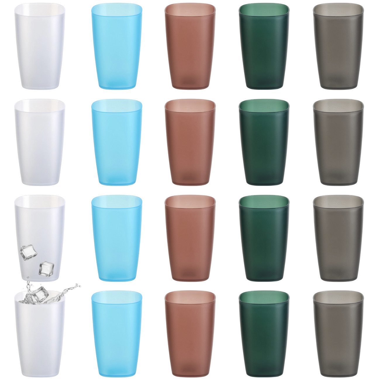 Engelland Becher Plastikbecher, Trinkbecher, 250 ml, 20-tlg., Kunststoff, BPA-frei, bruchfest, Frostoptik, stapelbar, wiederverwendbar, Mehrweg