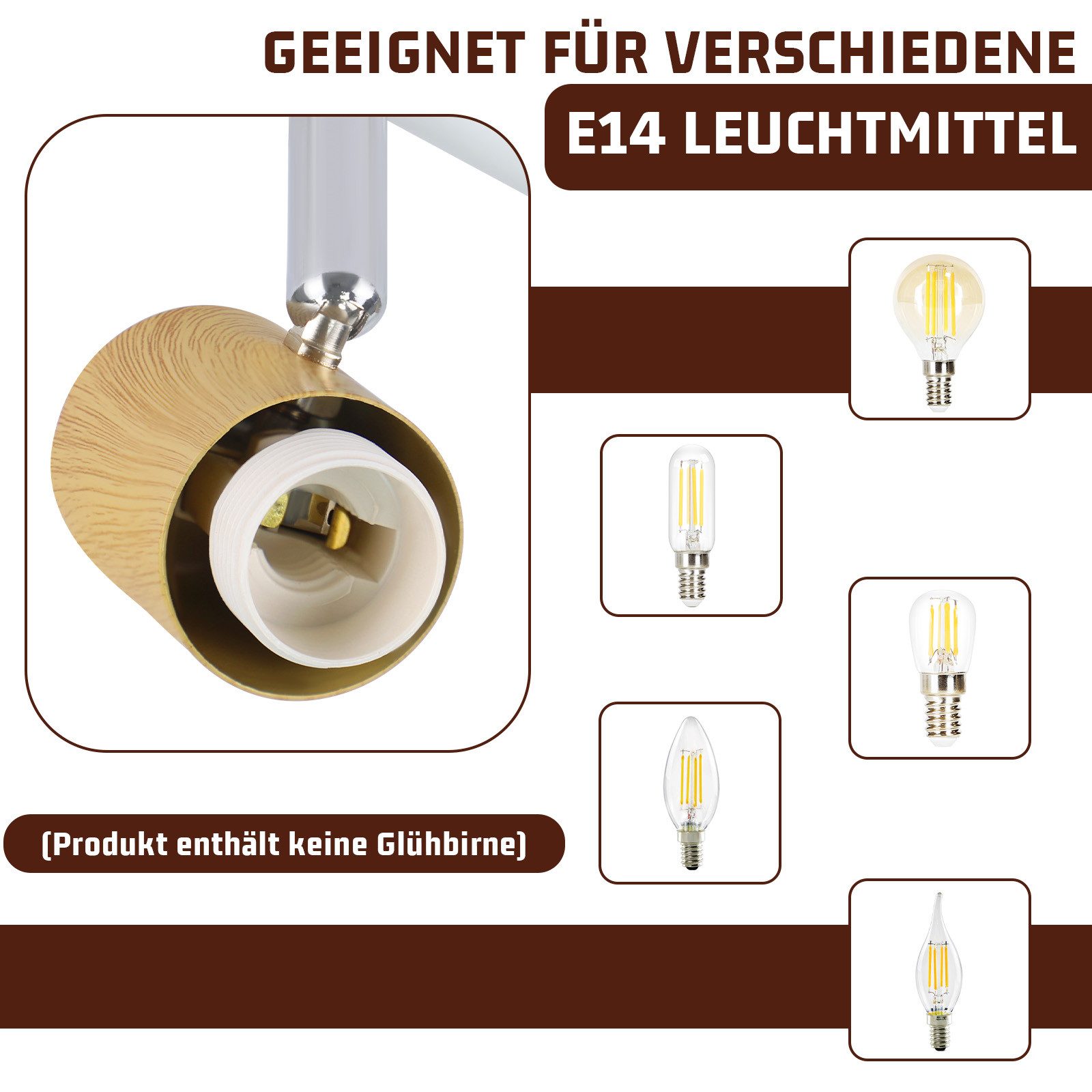 Nettlife Deckenstrahler Vintage E14 Innen 350°Schwenkbar günstig online kaufen