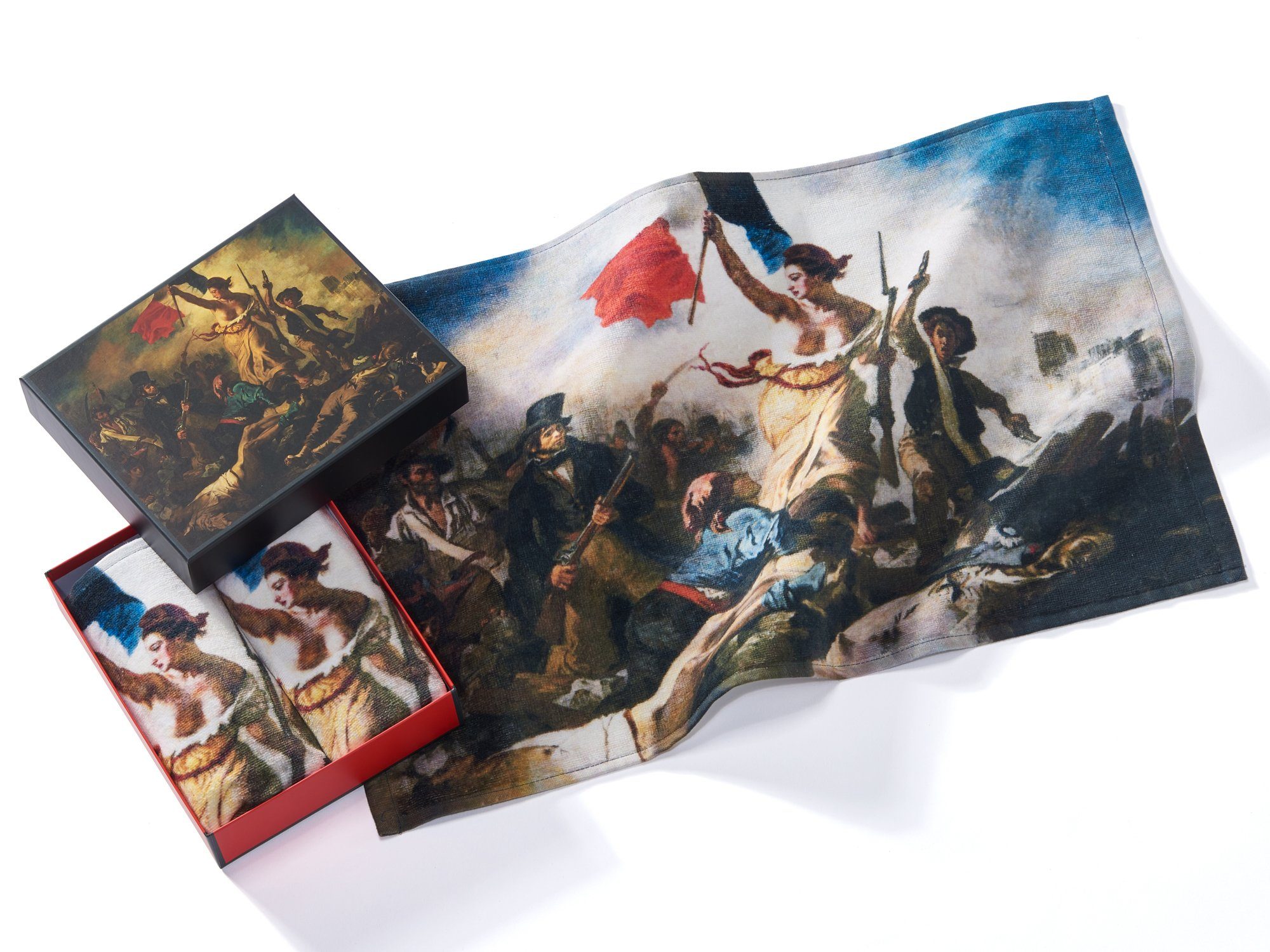 MuseARTa Gästehandtücher Eugène Delacroix Freiheit führt Volk, Die - (2 Gästehandtücher Stück), MuseARTa Geschenkbox Kunstwerke (2-St), das Baumwolle ca.60x40cm