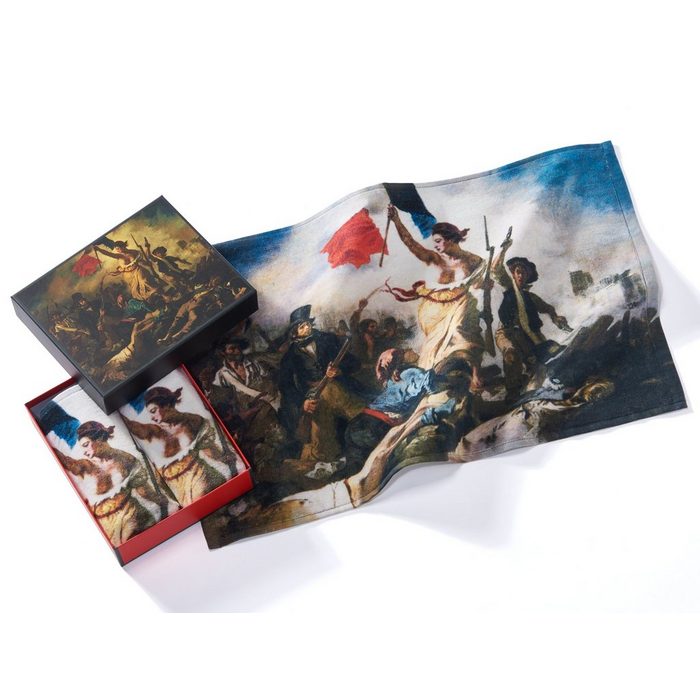 MuseARTa Gästehandtücher Eugène Delacroix - Die Freiheit führt das Volk Baumwolle (2-St) MuseARTa Gästehandtücher (2 Stück) Kunstwerke Gästehandtücher ca.60x40 cm Geschenkbox