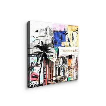 DOTCOMCANVAS® Leinwandbild Ibiza Funk, Leinwandbild Ibiza Funk Lifestyle Streetart Collage quadratisch weiß