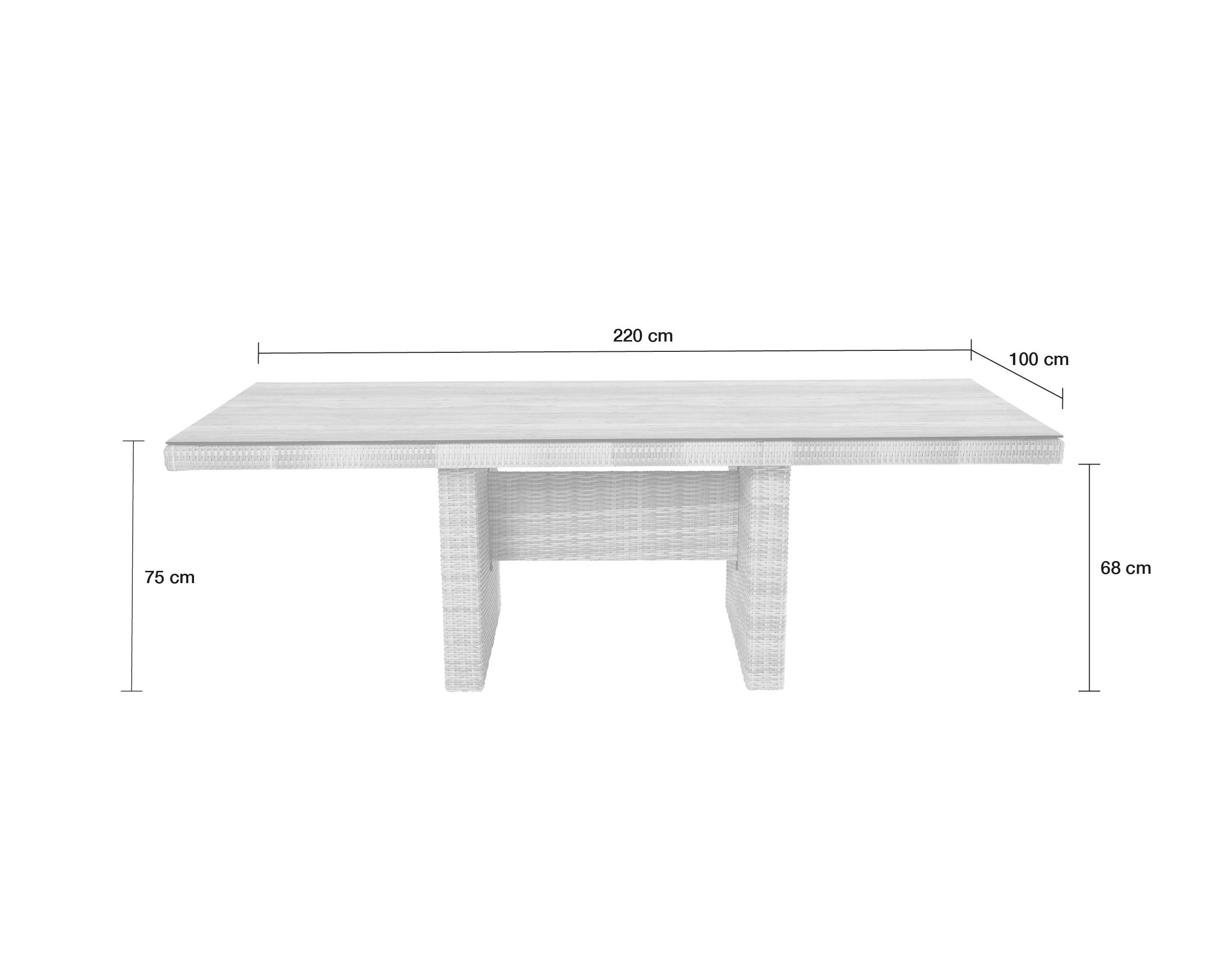 LC Garden Gartentisch LC Garden Nizza Dining Wangentisch Gartentisch 220x100cm