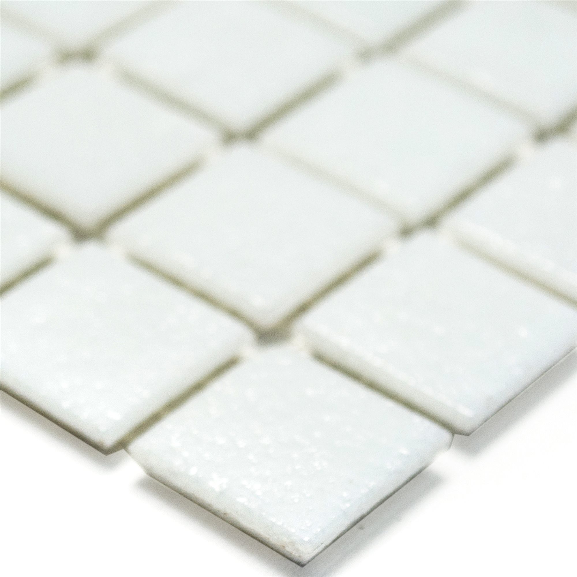 Mosafil Mosaikfliesen Glasmosaik Fliesen Doradus Weiß Uni Matt, Glas 30.500x32.700, weiß-uni, Verlegefertig auf ein Netz geklebt - Frostsicher - Wasserfest -
