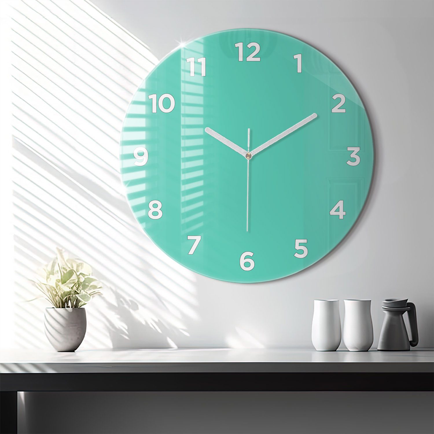 Tulup Wanduhr Modernistische Runde Glasuhr 60cm Uhr aus Gehärtetem Glas