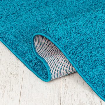 Hochflor-Teppich Hochflor Shaggy Teppich für Wohnzimmer - Höhe 30 mm Türkis, Mazovia, 60 x 100 cm, Pflegeleicht, Einfarbig Uni, Langflor, Rechteckig, Weich