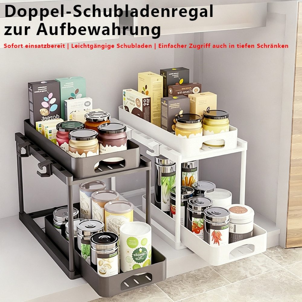 SPACEKEEPER Organizer Ausziehbarer Unterschrank-Organizer, Ablageregal für Waschbecken (1 St), 2 Ebene höhenverstellbarer Arbeitsplatten-Organizer – Bild 5 von 5