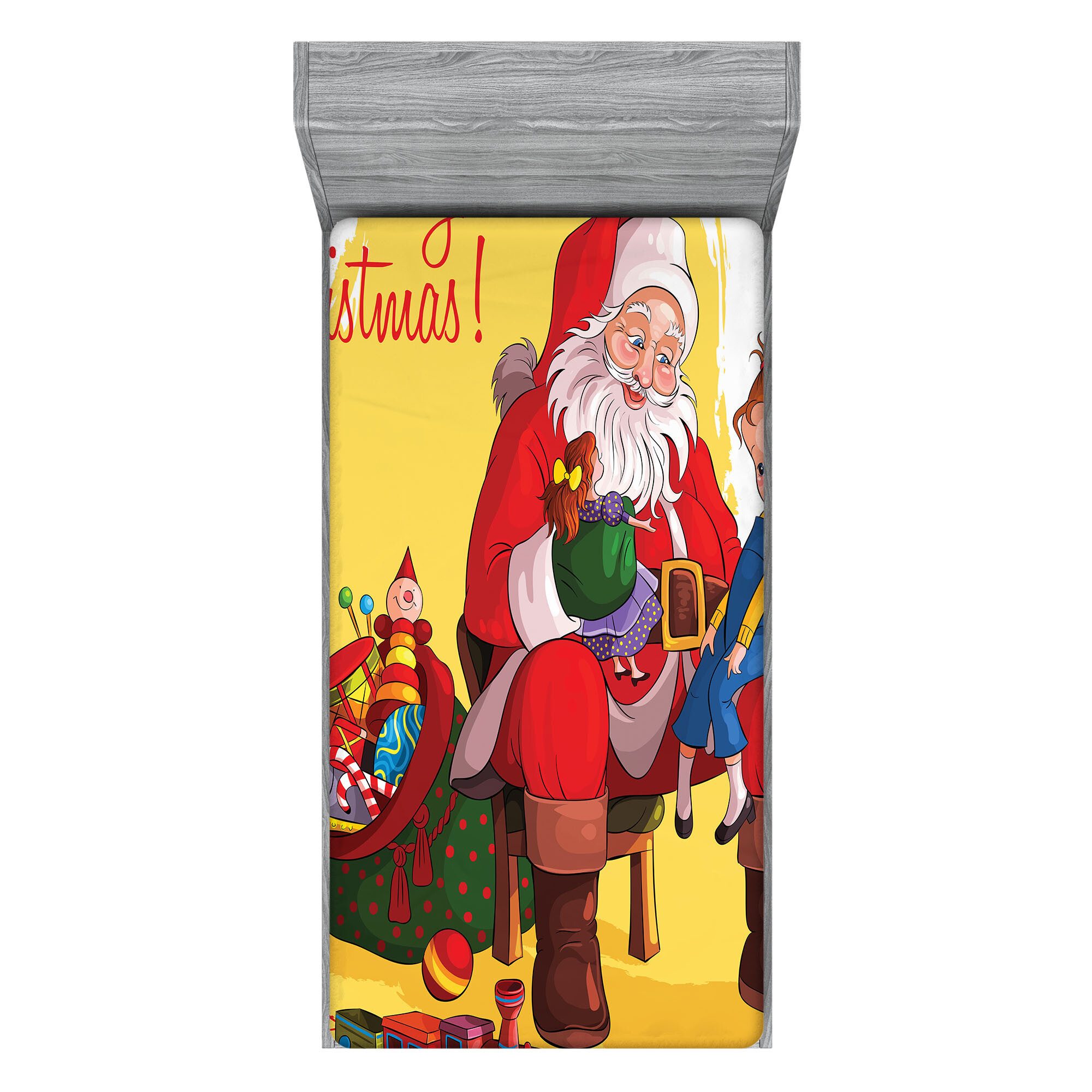 Abakuhaus Spannbettlaken Soft Dekorativer Stoff Bettwäsche Rund-um Elastischer Gummizug, Weihnachten Kid und Santa Geschenke