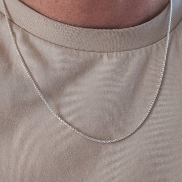 Sprezzi Fashion Kette ohne Anhänger Herren Halskette Box Silber aus 925 Sterling Silber, massiv, verstellbare Halskette, 925 Sterling Silber