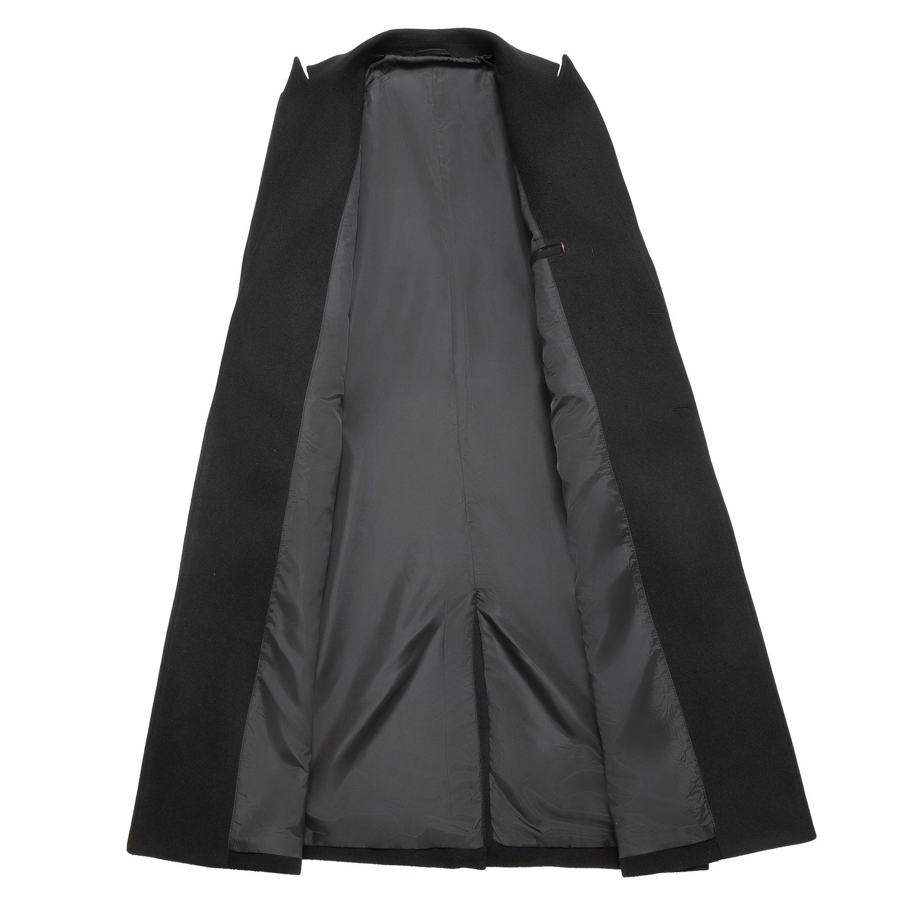 Allthemen Langmantel zweireihiger Herrenmantel in Uni Optik warmer Wintermantel