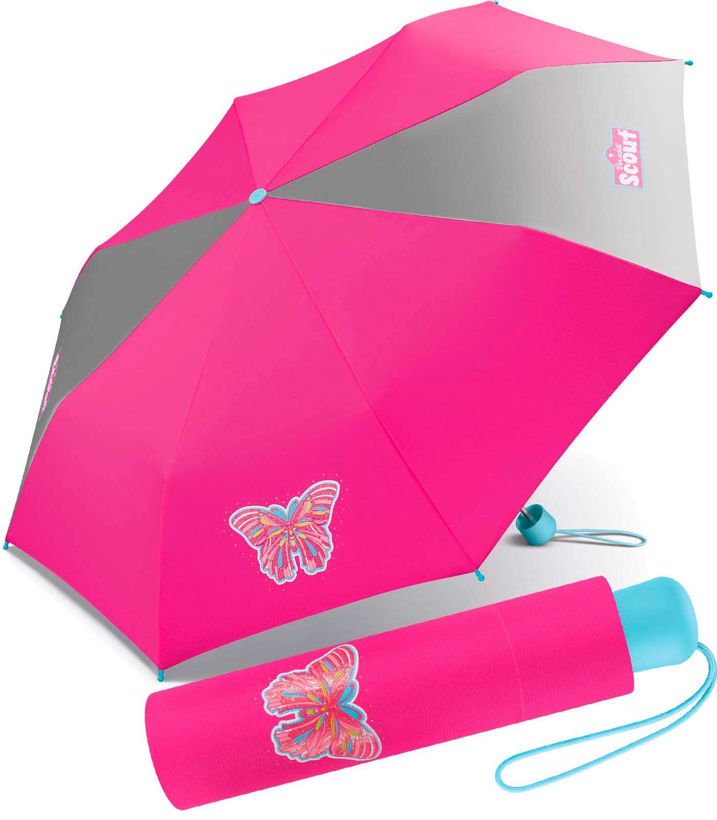 Taschenregenschirm Basic leicht bedruckt, Kinderschirm reflektierend Mini Scout