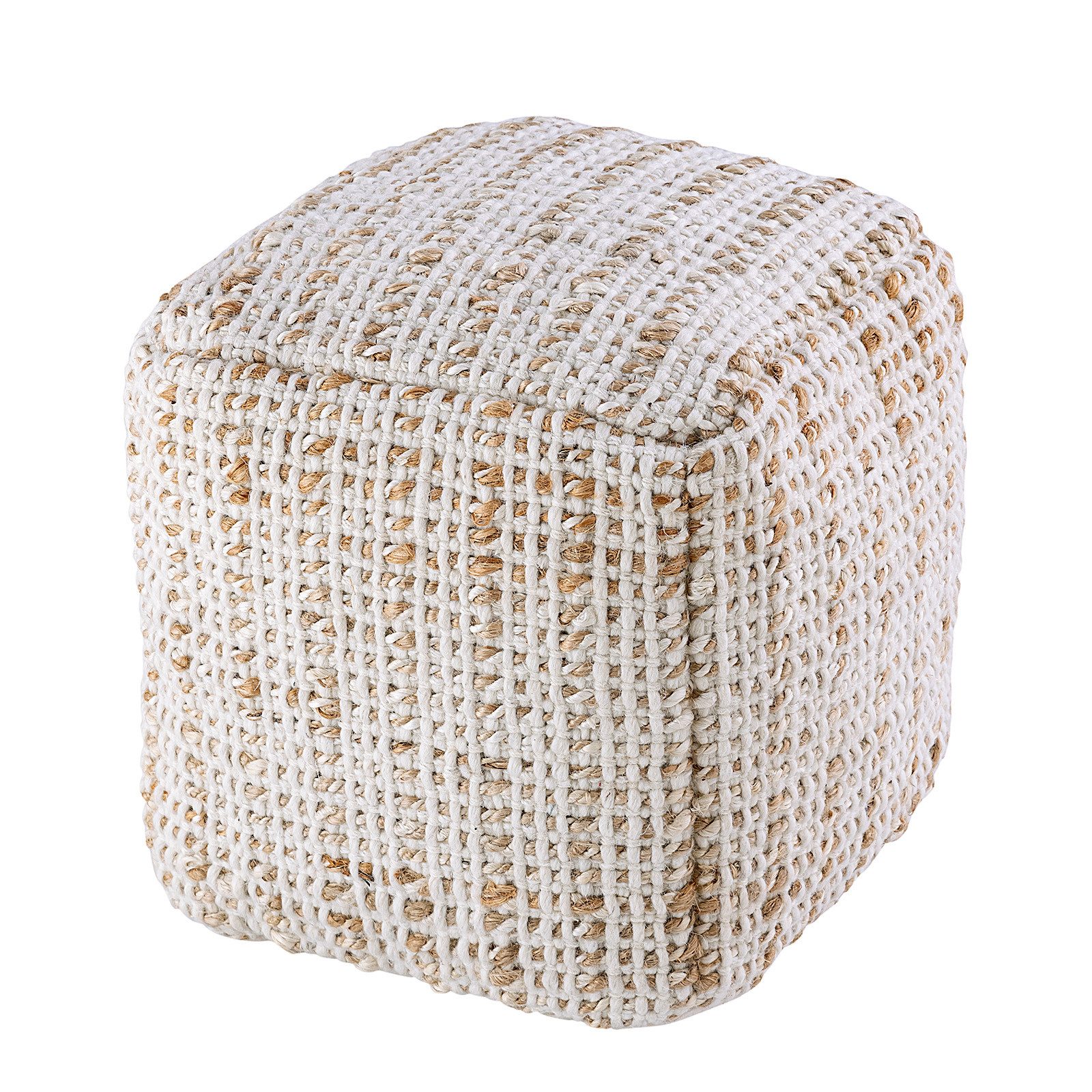 Pouf Pouf Hocker Jute Sitzpouf Bodenkissen Boho Natur Fußhocker rund Würfel