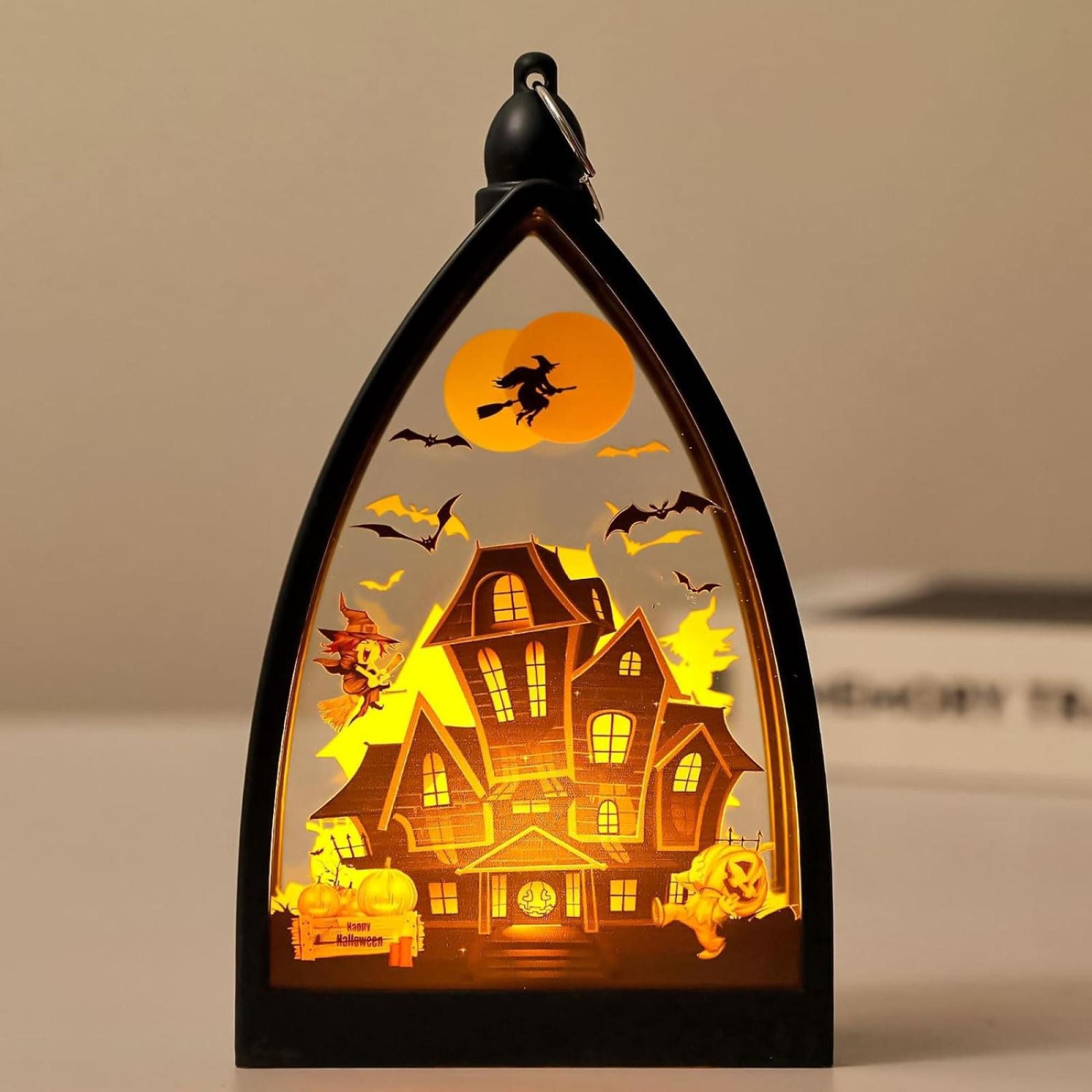 FELIXLEO LED Laterne 2 Stück Halloween Deko Laterne Halloween Laterne Outdoor mit LED