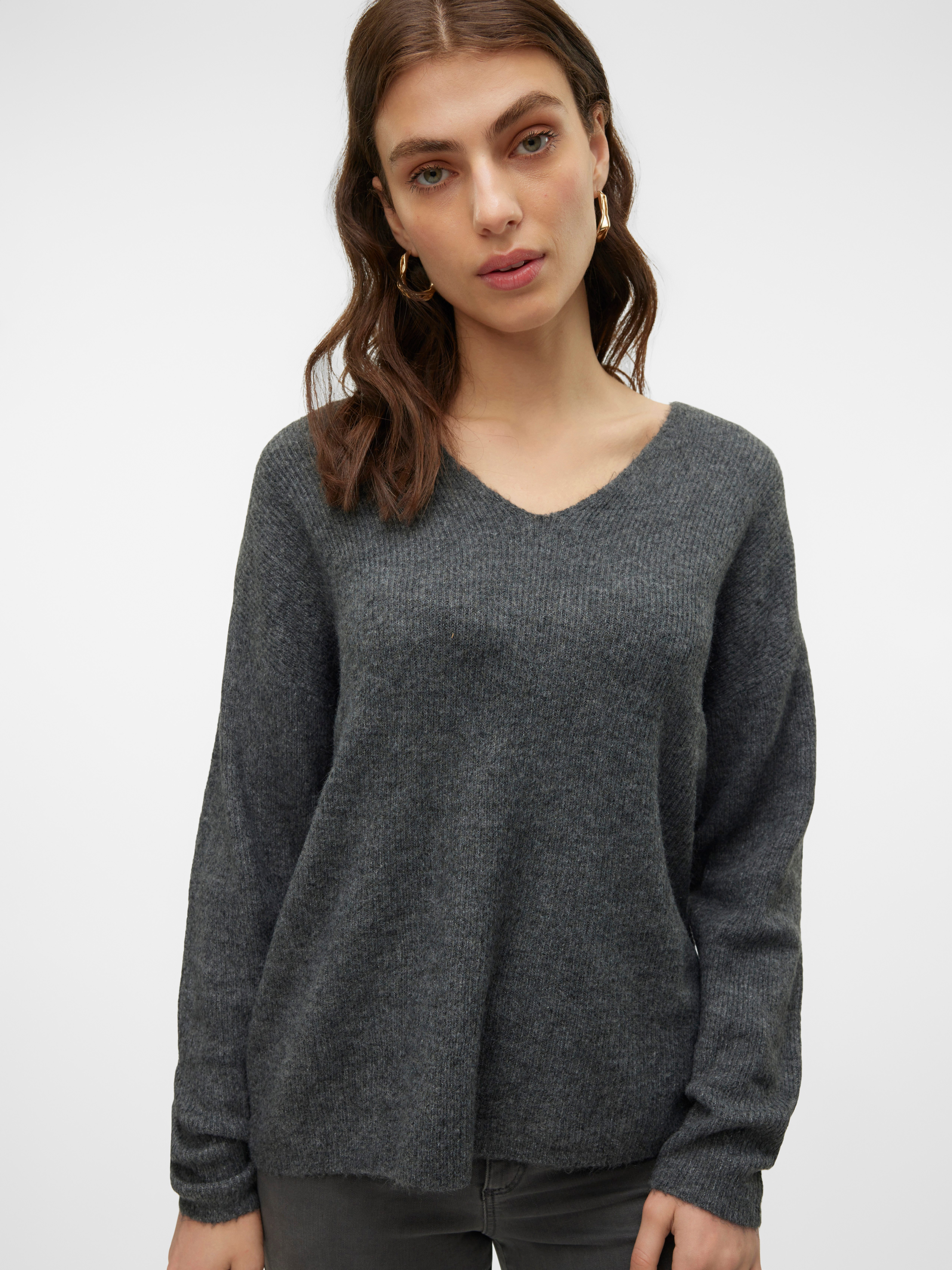 Vero Moda V-Ausschnitt-Pullover VMCREWLEFILE LS V-NECK BLOUSE NOOS