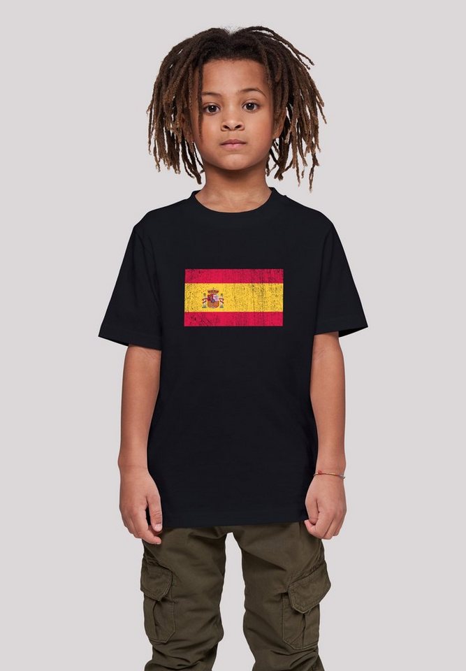 Größe Model Spain F4NT4STIC 145/152 ist und trägt T-Shirt groß distressed cm Das Flagge Spanien 145 Print,