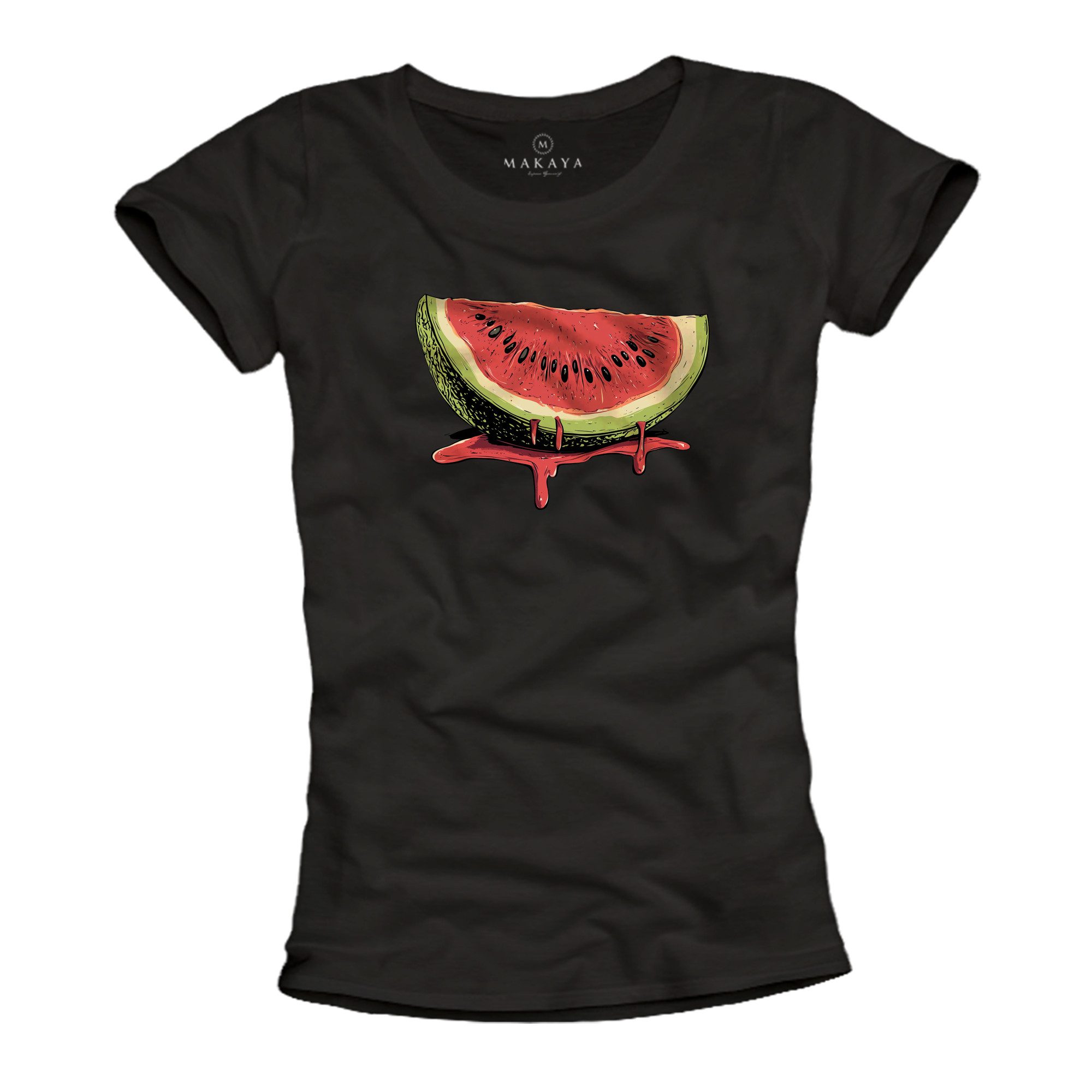 MAKAYA Print-Shirt Damen Kurzarm Früchte Top günstig online kaufen