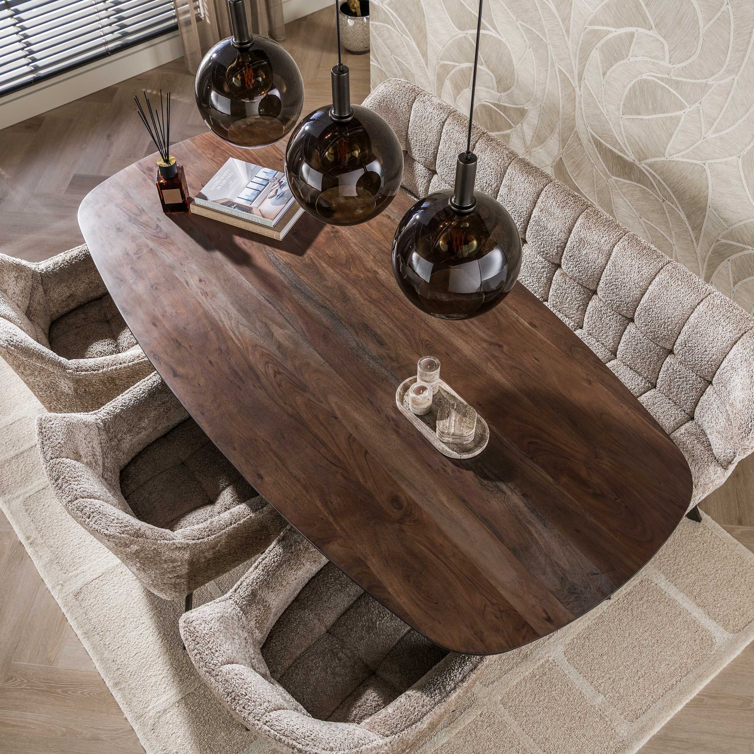 Maison ESTO Esstisch Esszimmertisch ELVAN dänisch oval Massivholz braun, in 3 Größe erhältlich: 150 cm, 180 cm und 215 cm