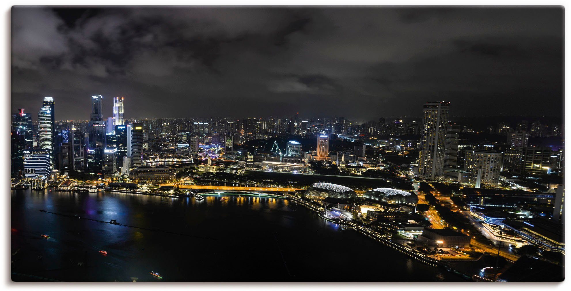 Alubild, Singapur Wandbild Asien Bilder St), bei blau (1 Artland von in versch. Nacht, oder als Wandaufkleber Größen Leinwandbild, Poster