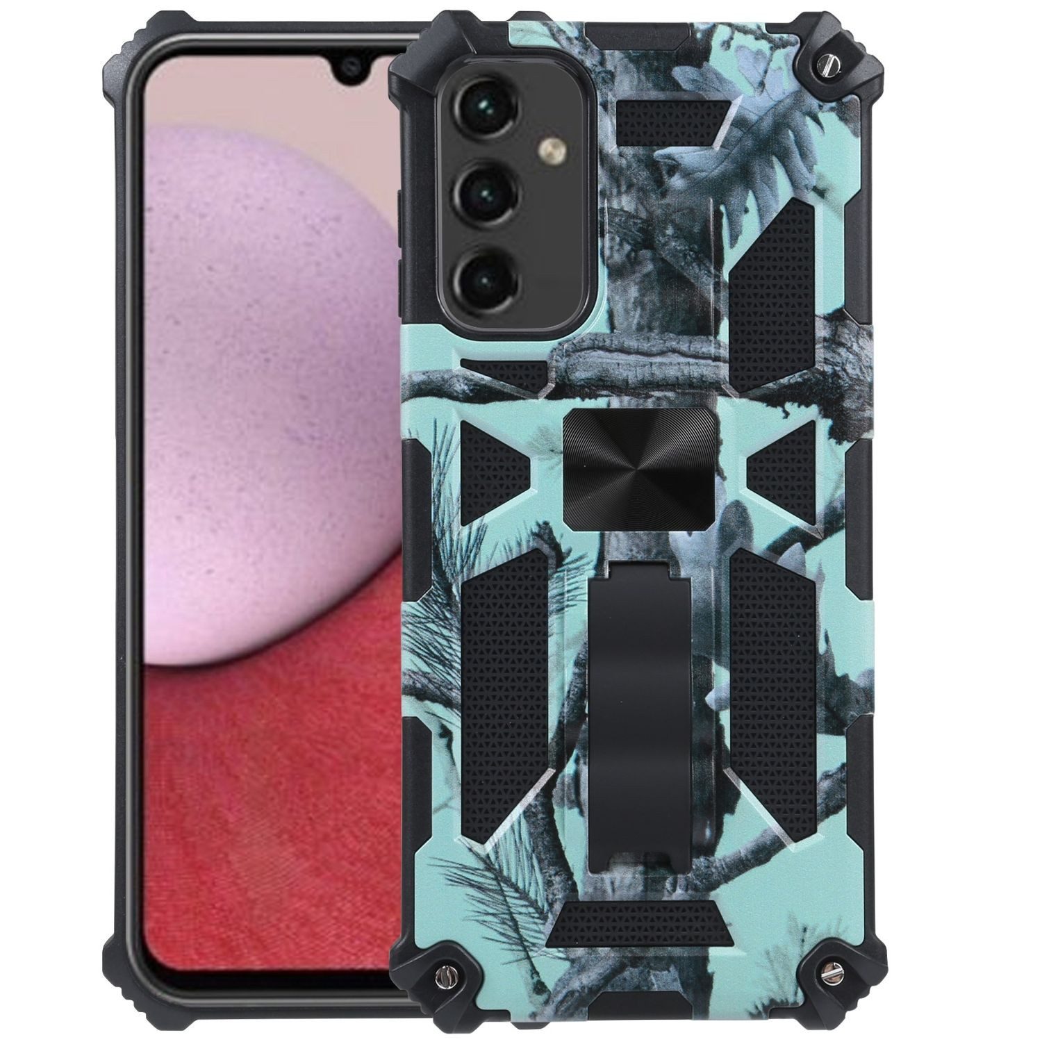 Wigento Handyhülle Für Samsung Galaxy A14 5G / 4G Camouflage Shockproof Armor Military