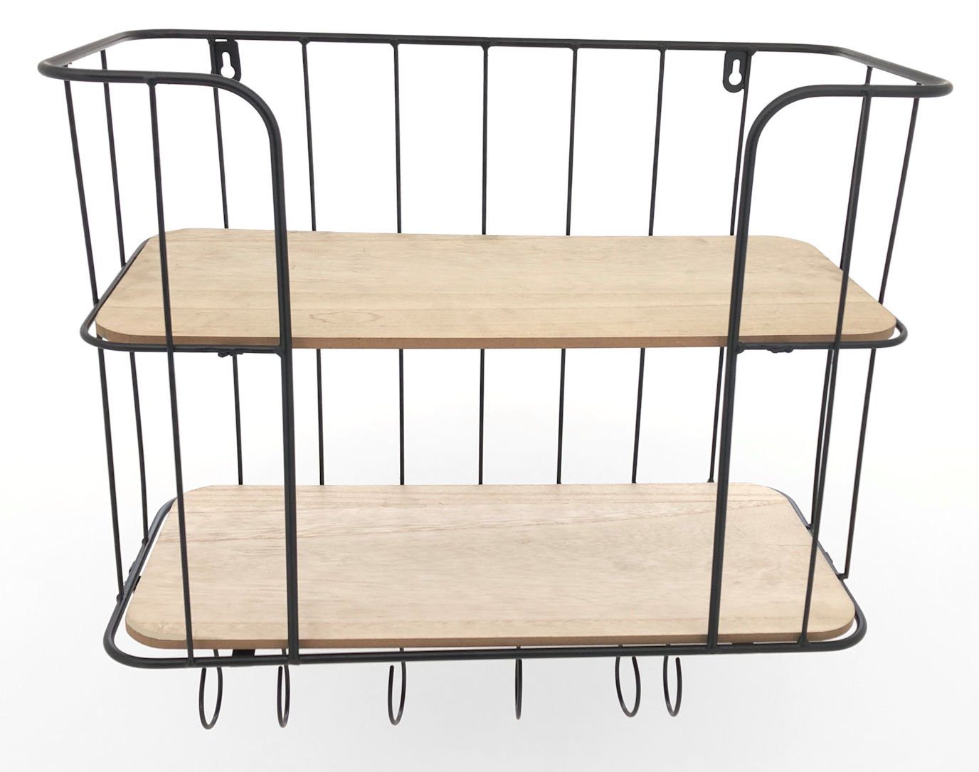 Spetebo Wandregal Gitter Wandregal mit 6 Haken - 43 x 31 cm, Hängeregal mit günstig online kaufen